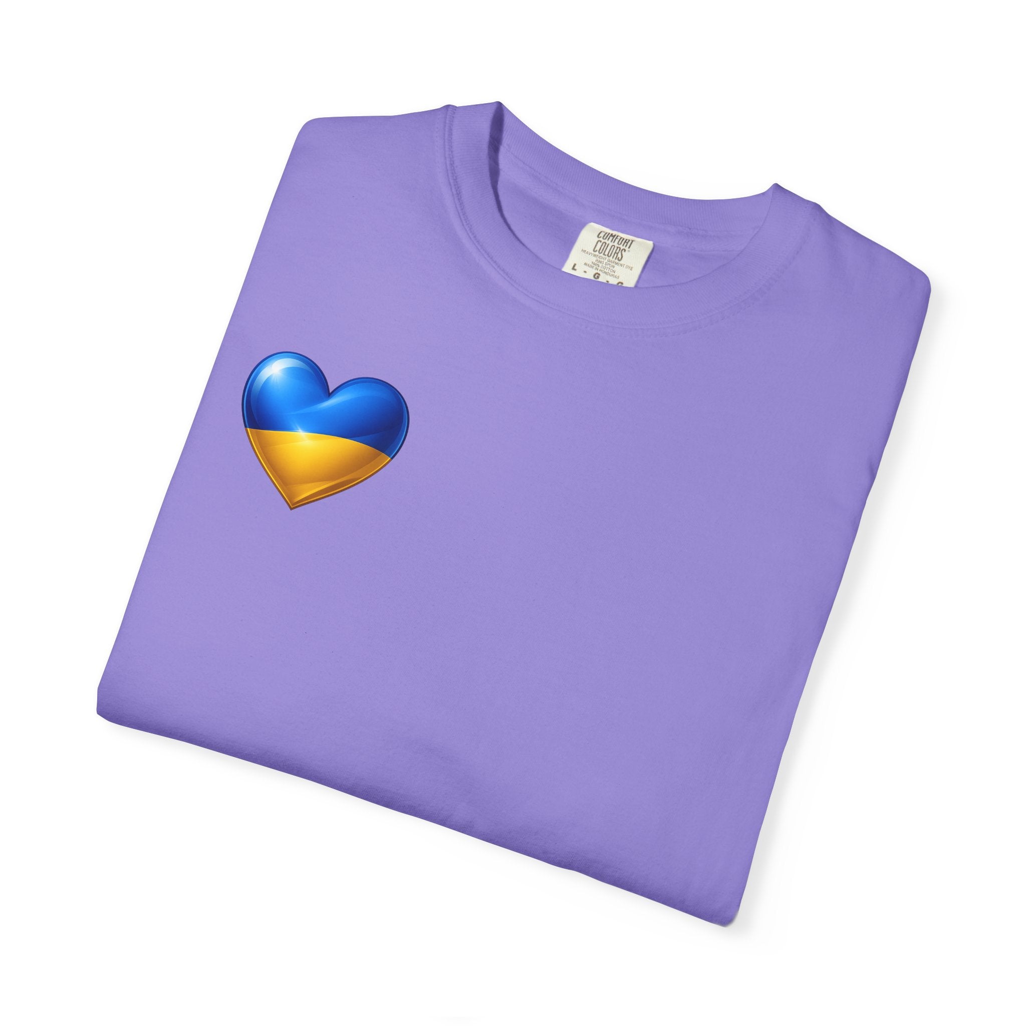 T-Shirt — USA & Ukraine Flag Heart Graphic Tee (Back Flag Image)