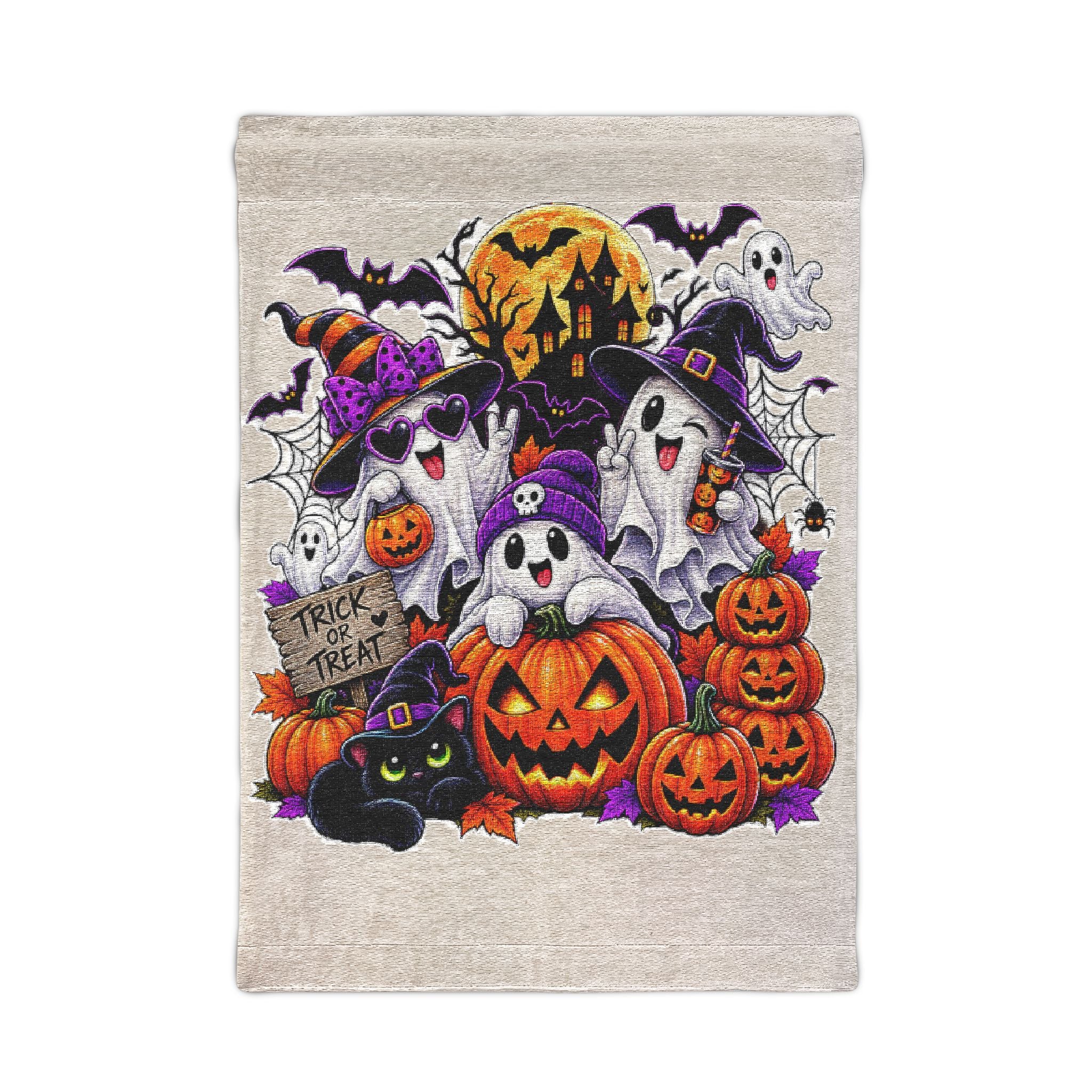 Halloween Pumpkin Jack-O'-Lantern Woven Wall Tapestry