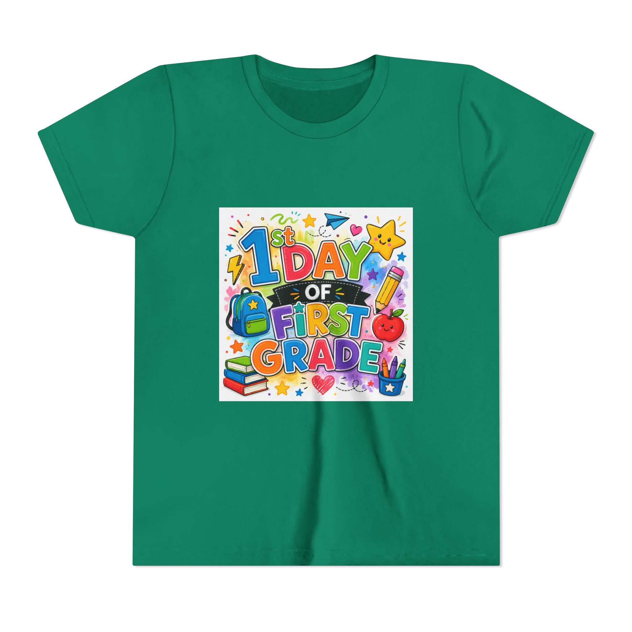 1st Day of First Grade Youth Tee — Colorful Back-to-School Kids Shirt