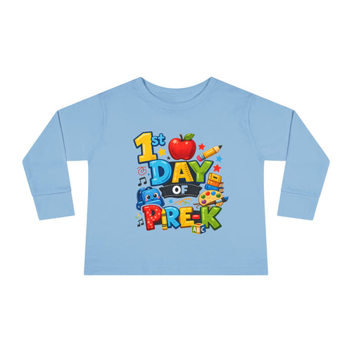 1st Day of Pre-K Toddler Long Sleeve Tee — Colorful Back-to-School Shirt