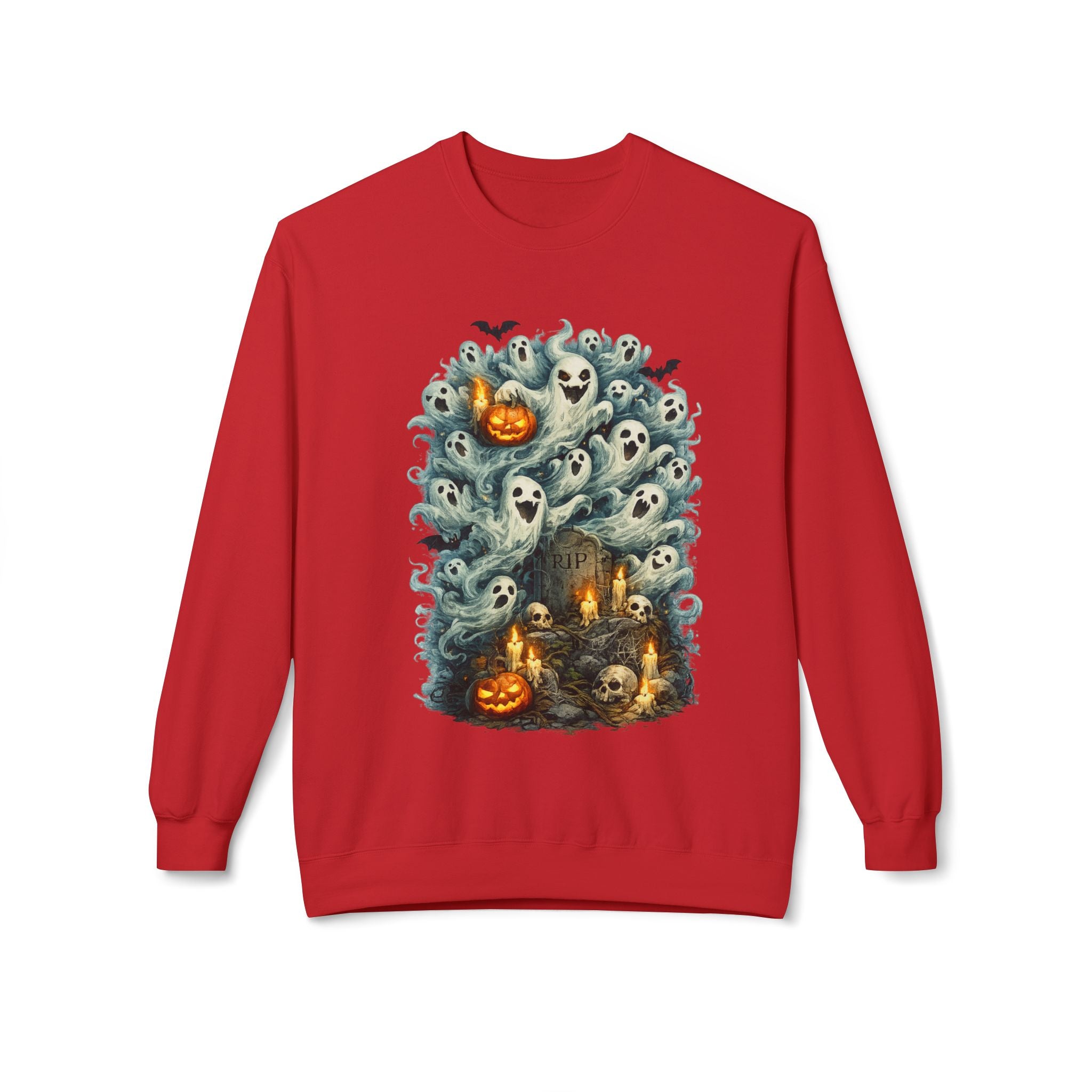 Halloween Ghost Crewneck Sweatshirt — Cute Haunted Pumpkin & Spirits Graphic