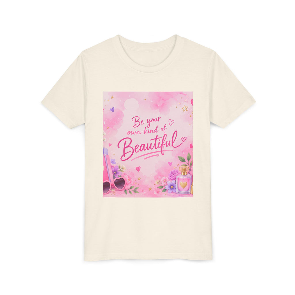 Youth Tee — “Be Your Own Kind of Beautiful” Pink Floral Graphic