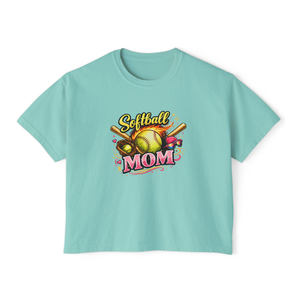 Softball Mom Boxy Tee — Cute Retro Softball Graphic for Baseball Moms