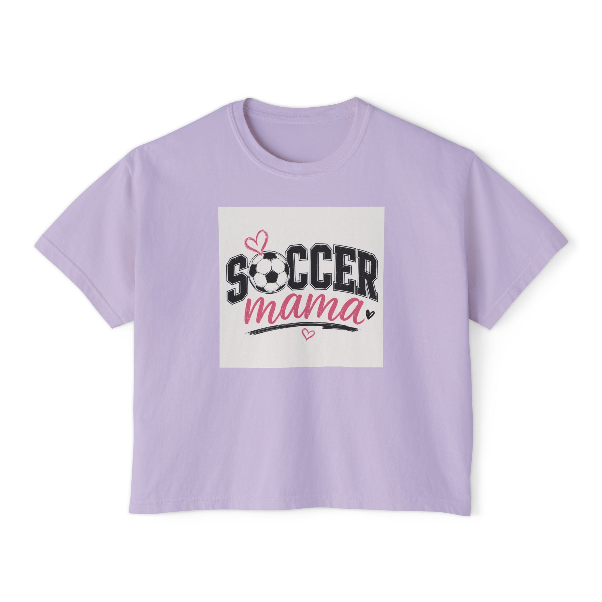 Soccer Mama Boxy Tee — Women's Soccer Mom Shirt with Heart Soccer Ball