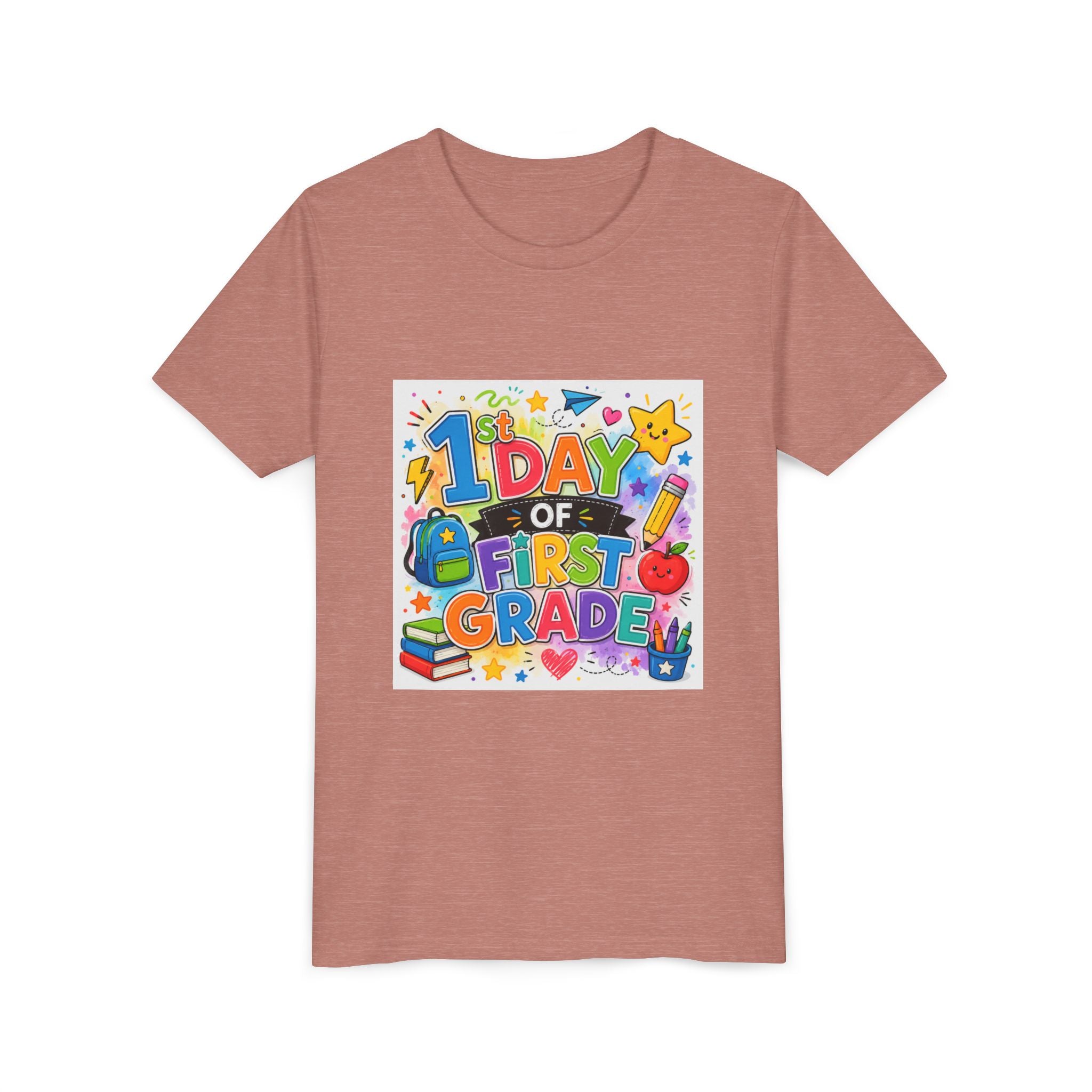 1st Day of First Grade Youth Tee — Colorful Back-to-School Kids Shirt
