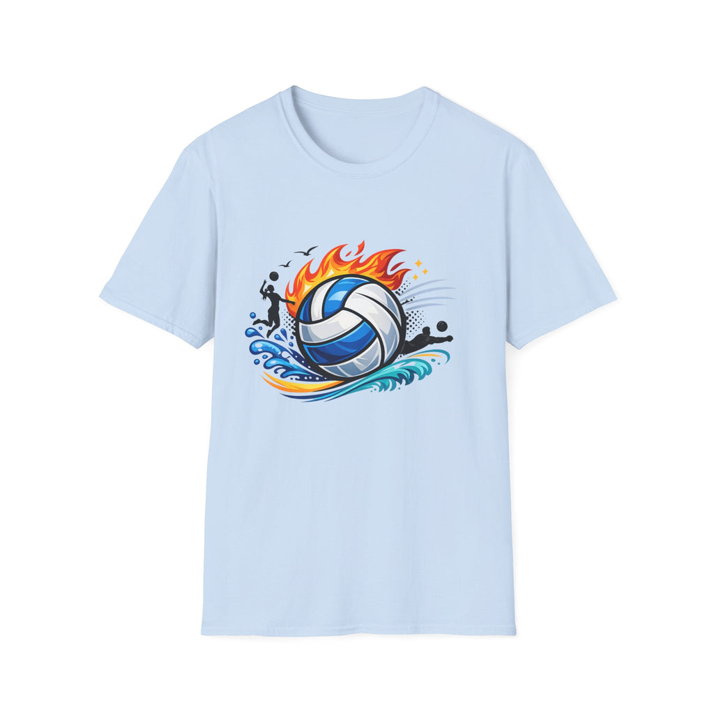 Volleyball Flame Graphic T-Shirt — Beach & Indoor Player Tee