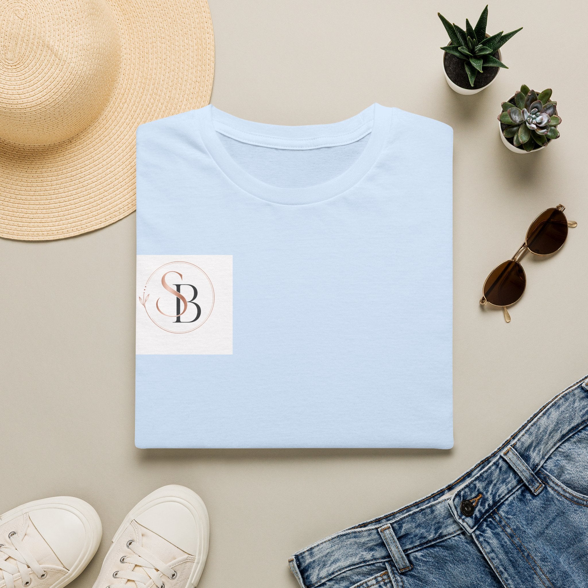 Monogram SB Minimalist T‑Shirt — Rose Gold Circle Logo
