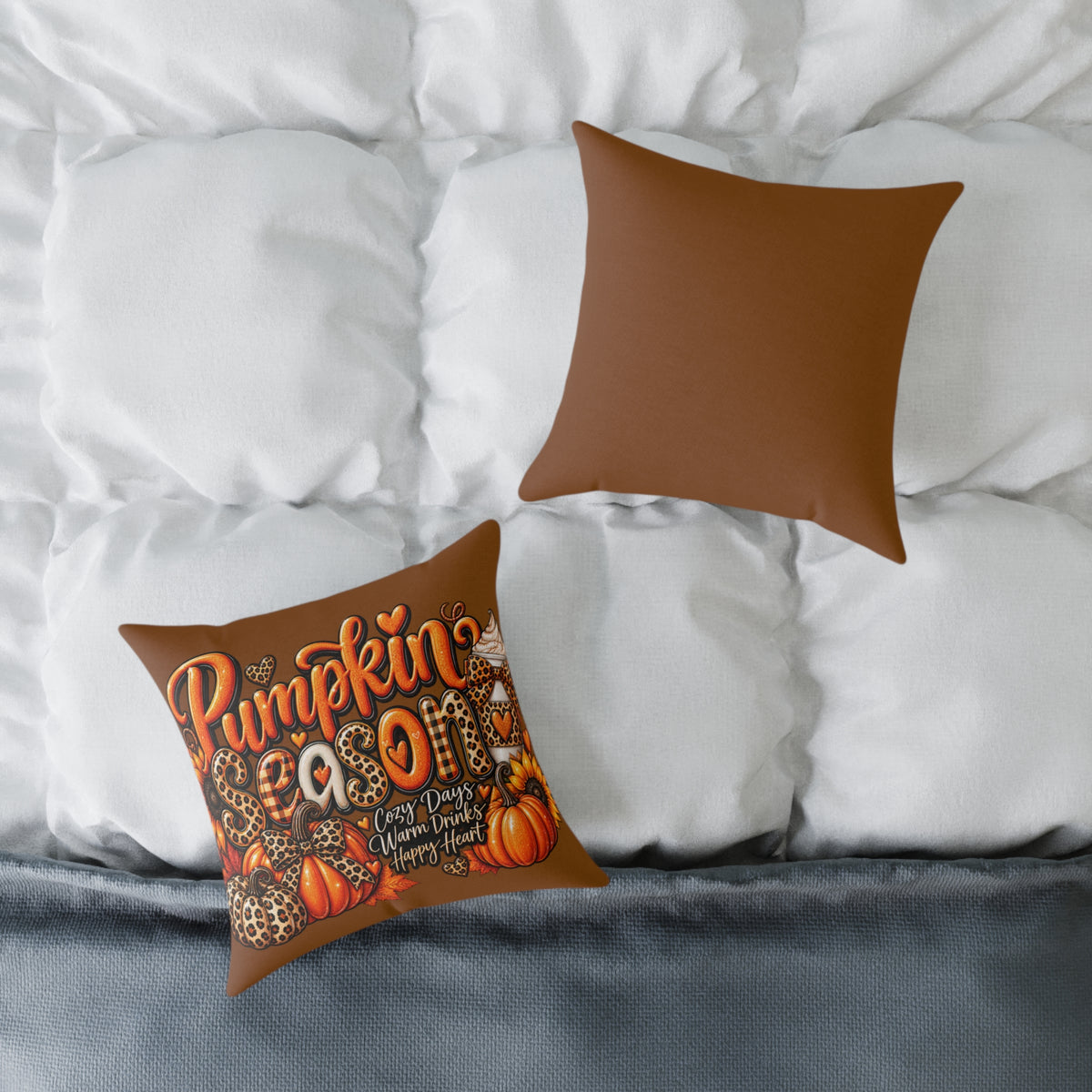 Pumpkin Season Decorative Pillow — Fall Pumpkin Spice Autumn Accent Cushion