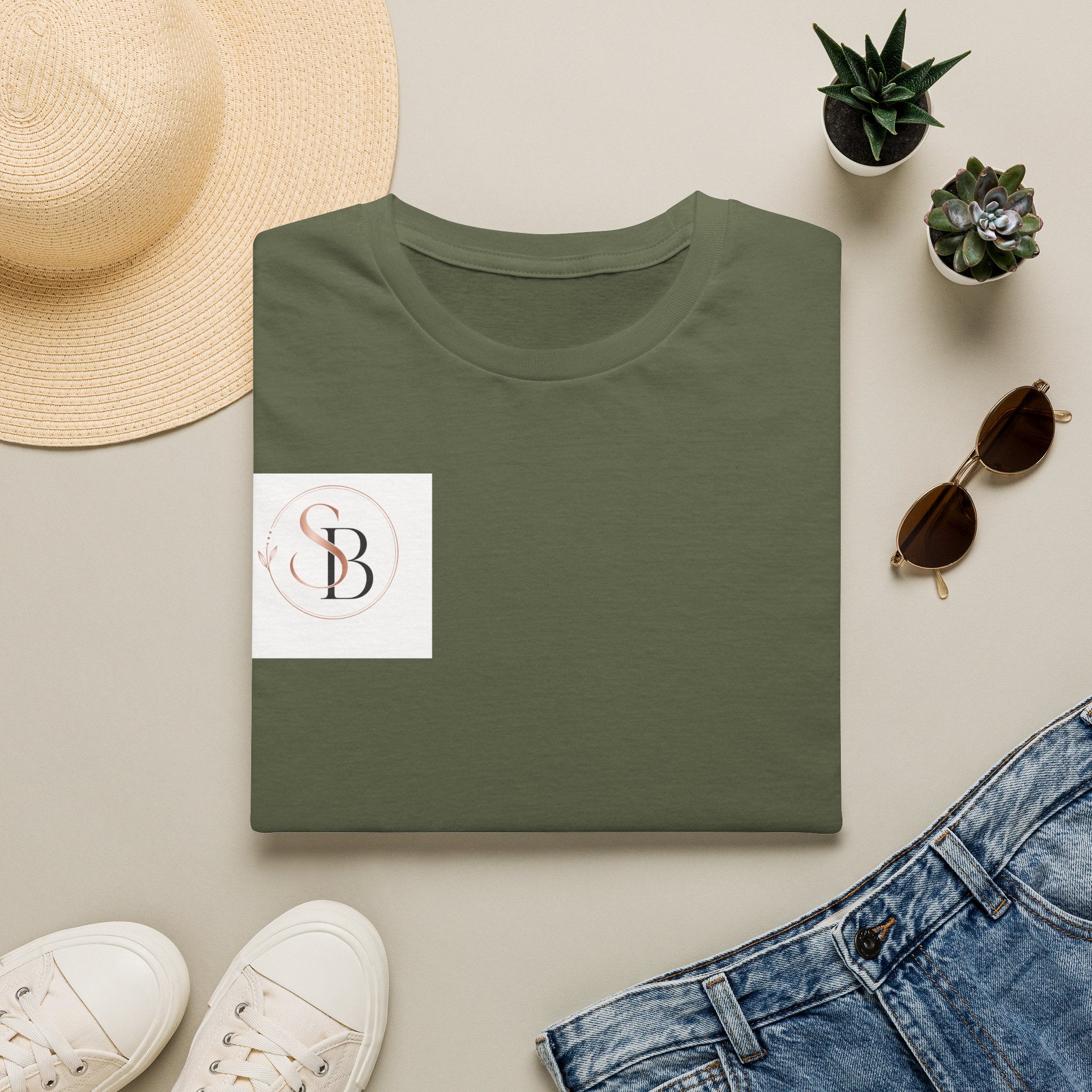 Monogram SB Minimalist T‑Shirt — Rose Gold Circle Logo