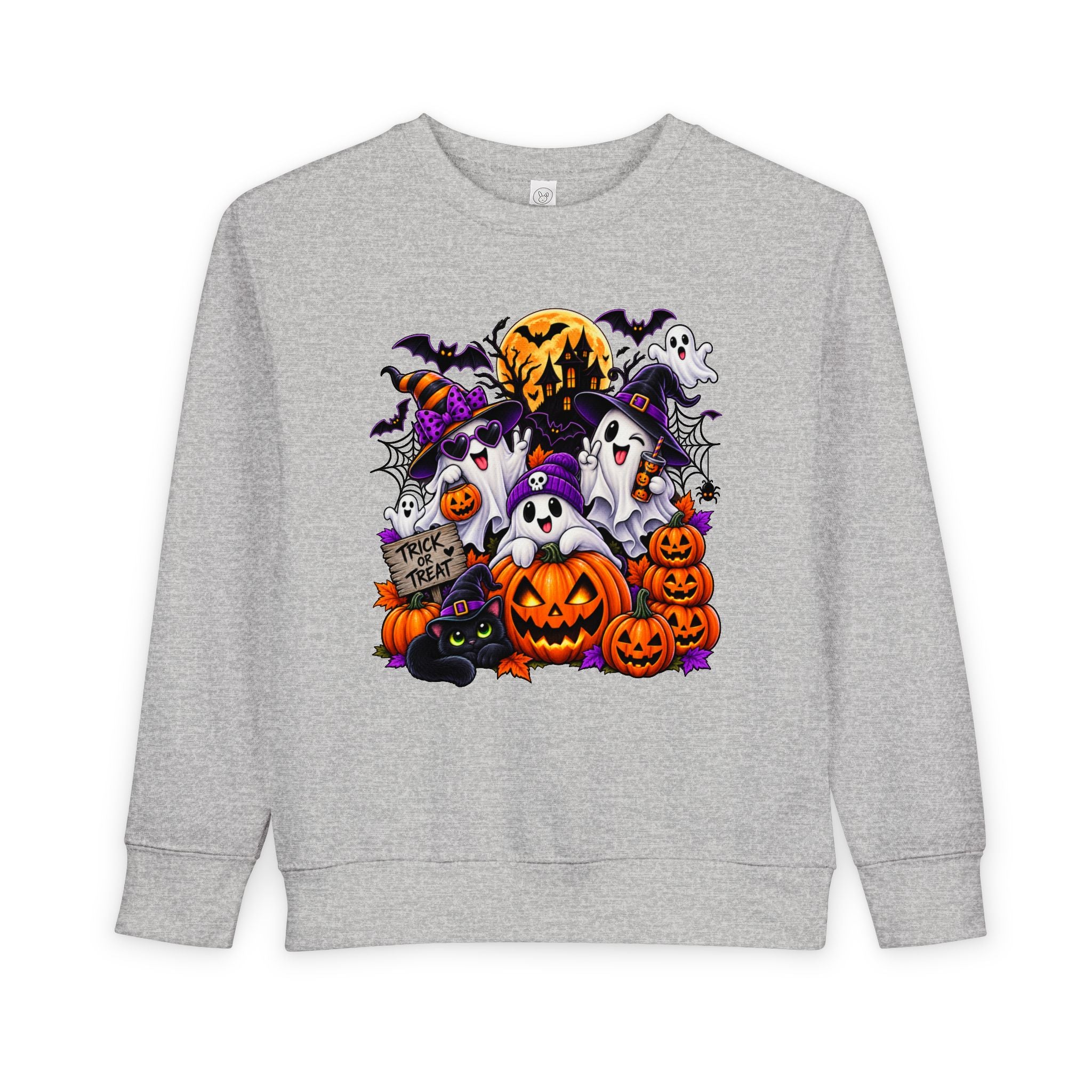 Toddler Sweatshirt — Cute Halloween Ghosts & Jack-O’-Lanterns Design
