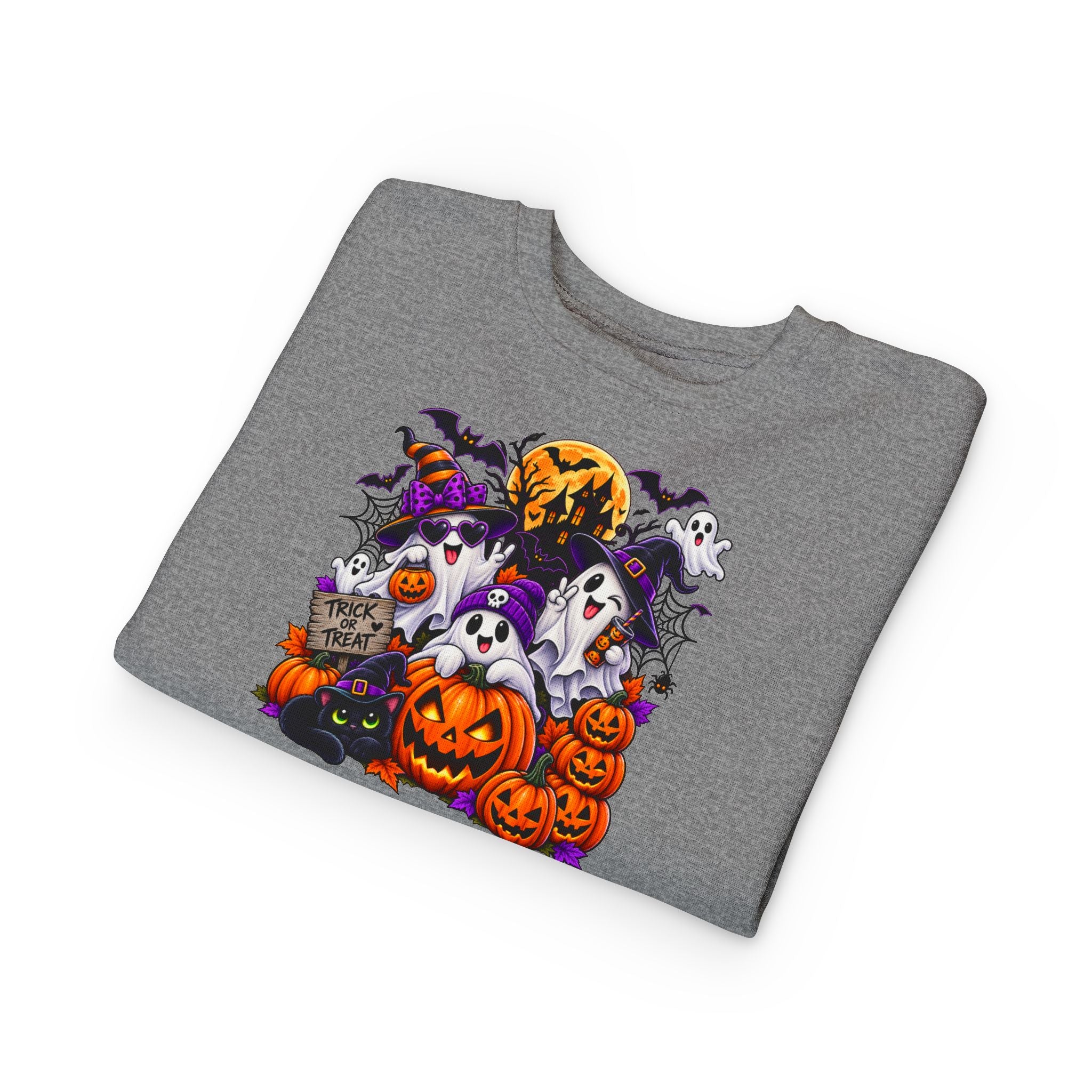Toddler Sweatshirt — Cute Halloween Ghosts & Jack-O’-Lanterns Design