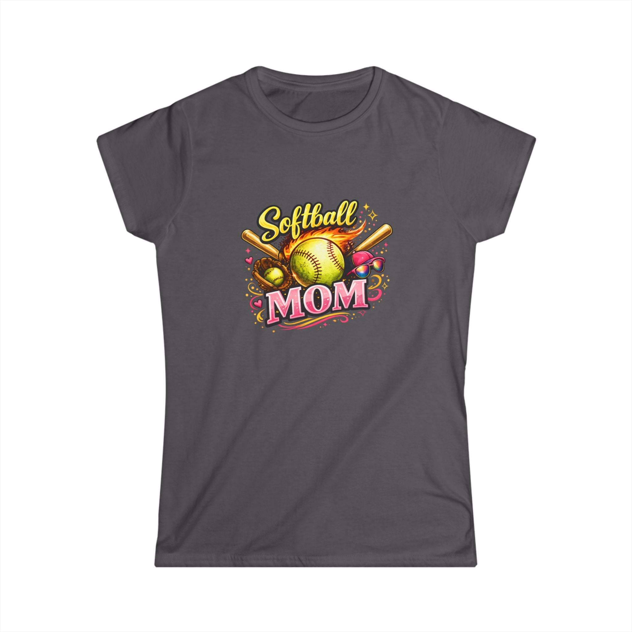 Softball Mom T-Shirt — Women's Softstyle Tee (Softball Graphic)
