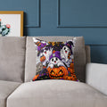 Halloween Ghosts & Pumpkins Square Pillow – Cute Trick-or-Treat Halloween Throw Pillow