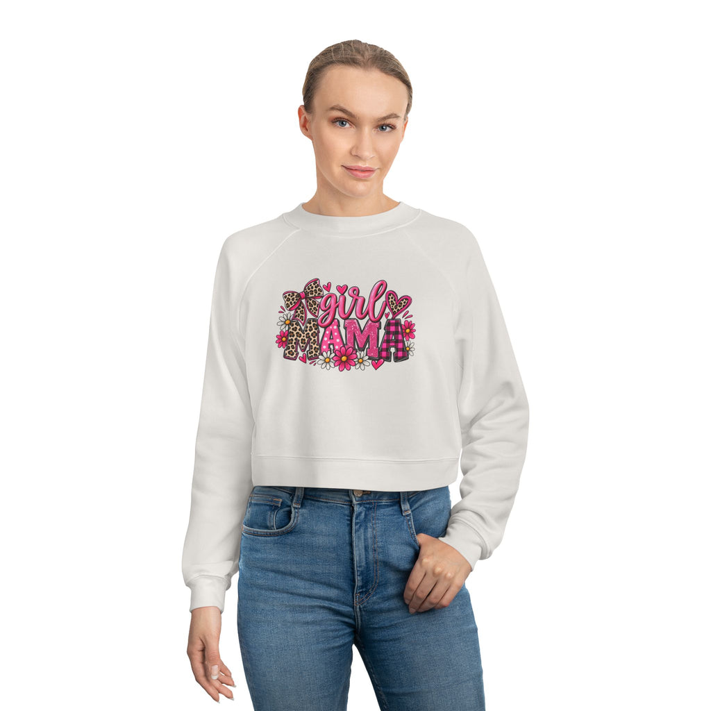 Cropped Pullover - "Girl I Am" Floral Graphic Fleece