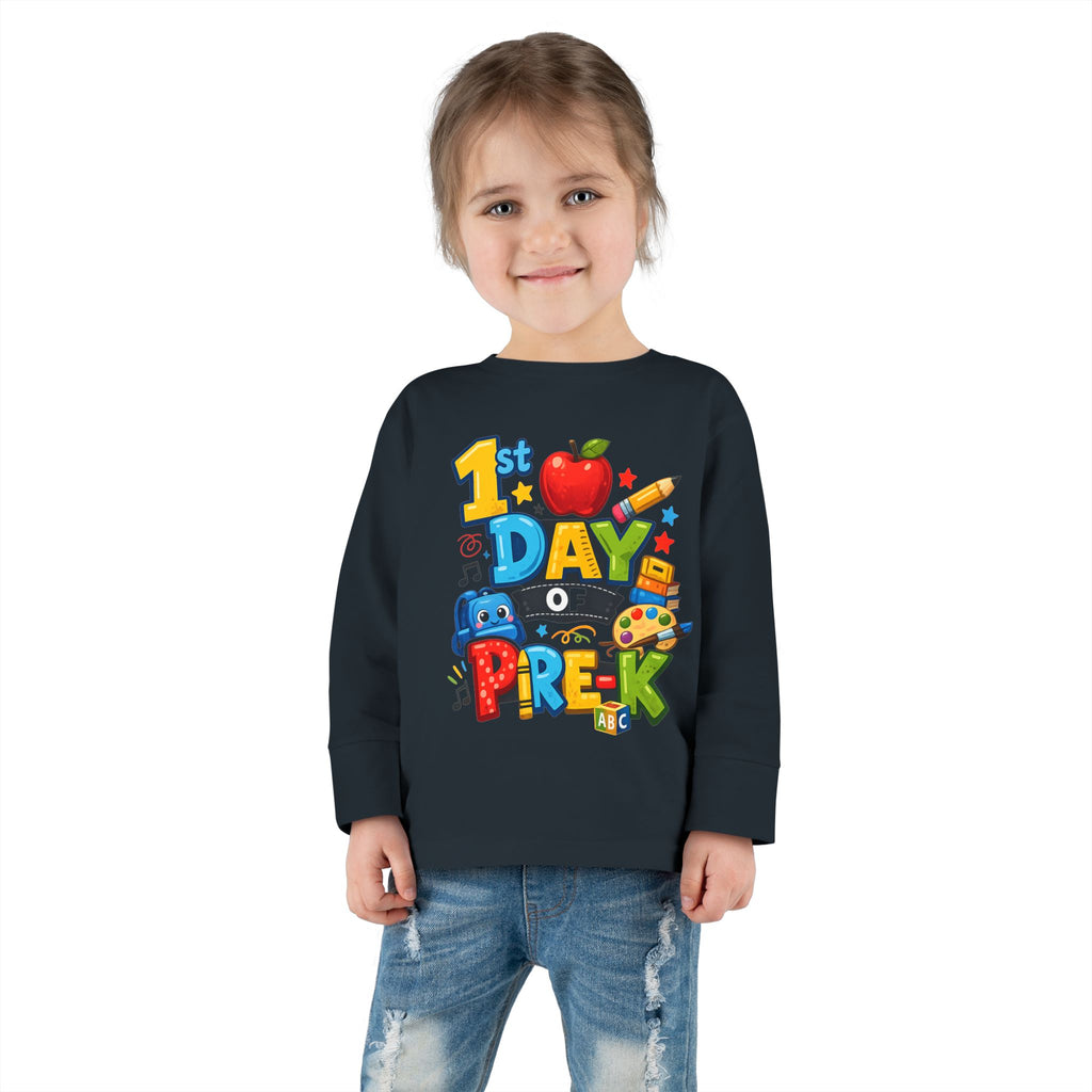 1st Day of Pre-K Toddler Long Sleeve Tee — Colorful Back-to-School Shirt