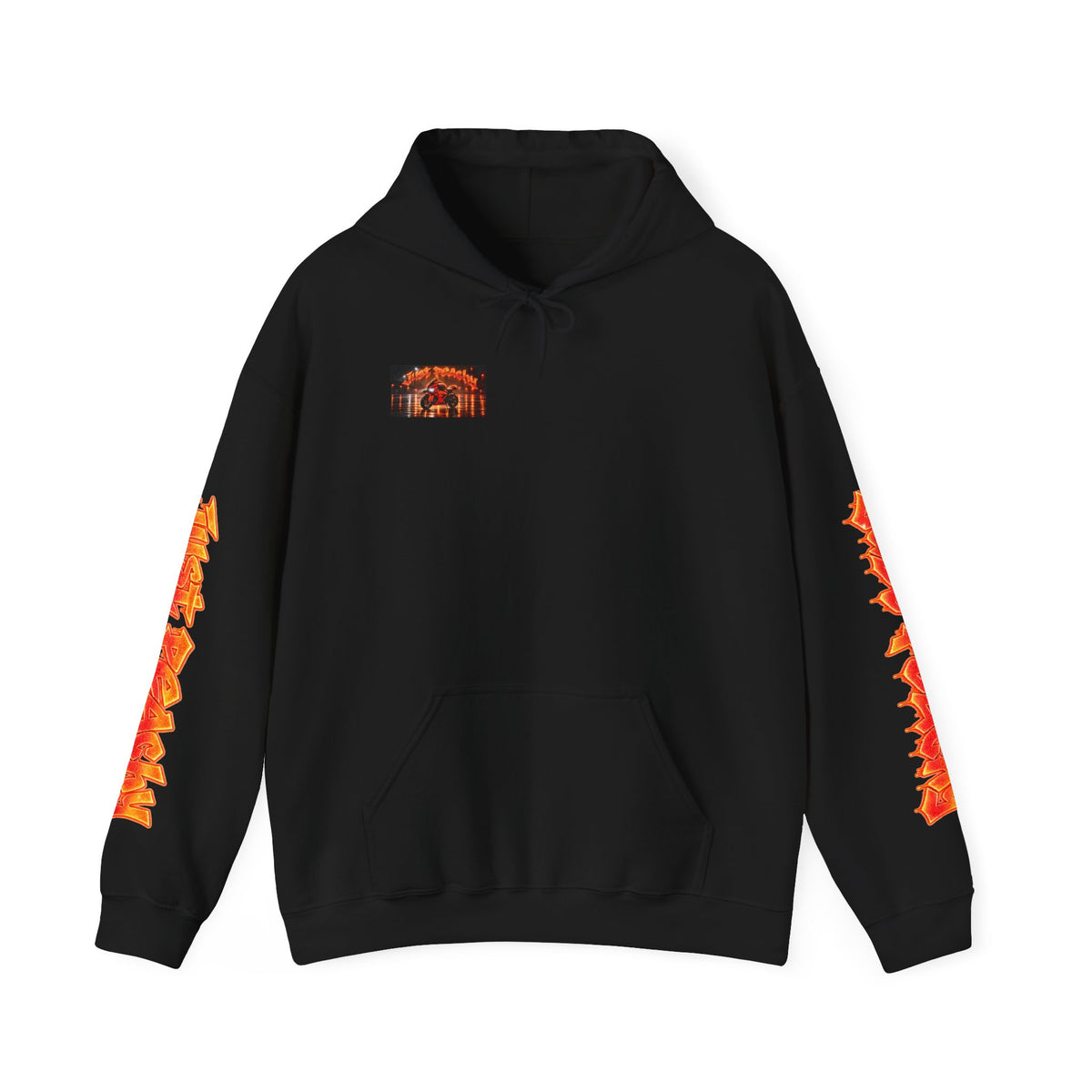 Motorcycle Hoodie — 'Just Reachin'' Neon Bike Graphic Pullover