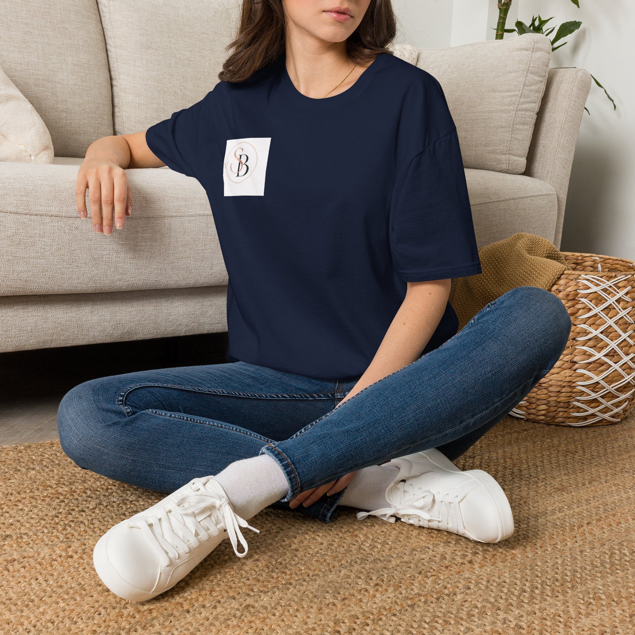 Monogram SB Minimalist T‑Shirt — Rose Gold Circle Logo