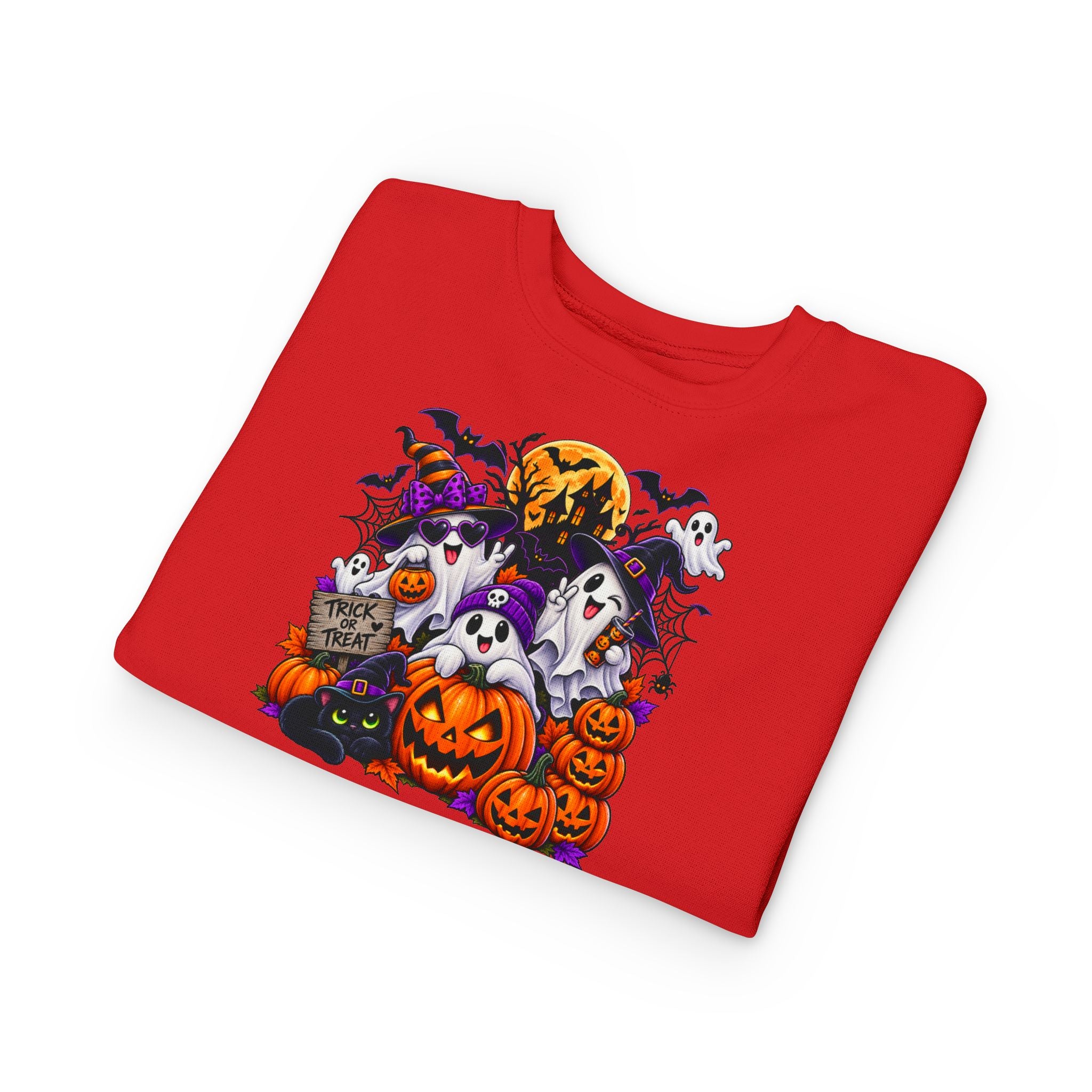 Toddler Sweatshirt — Cute Halloween Ghosts & Jack-O’-Lanterns Design