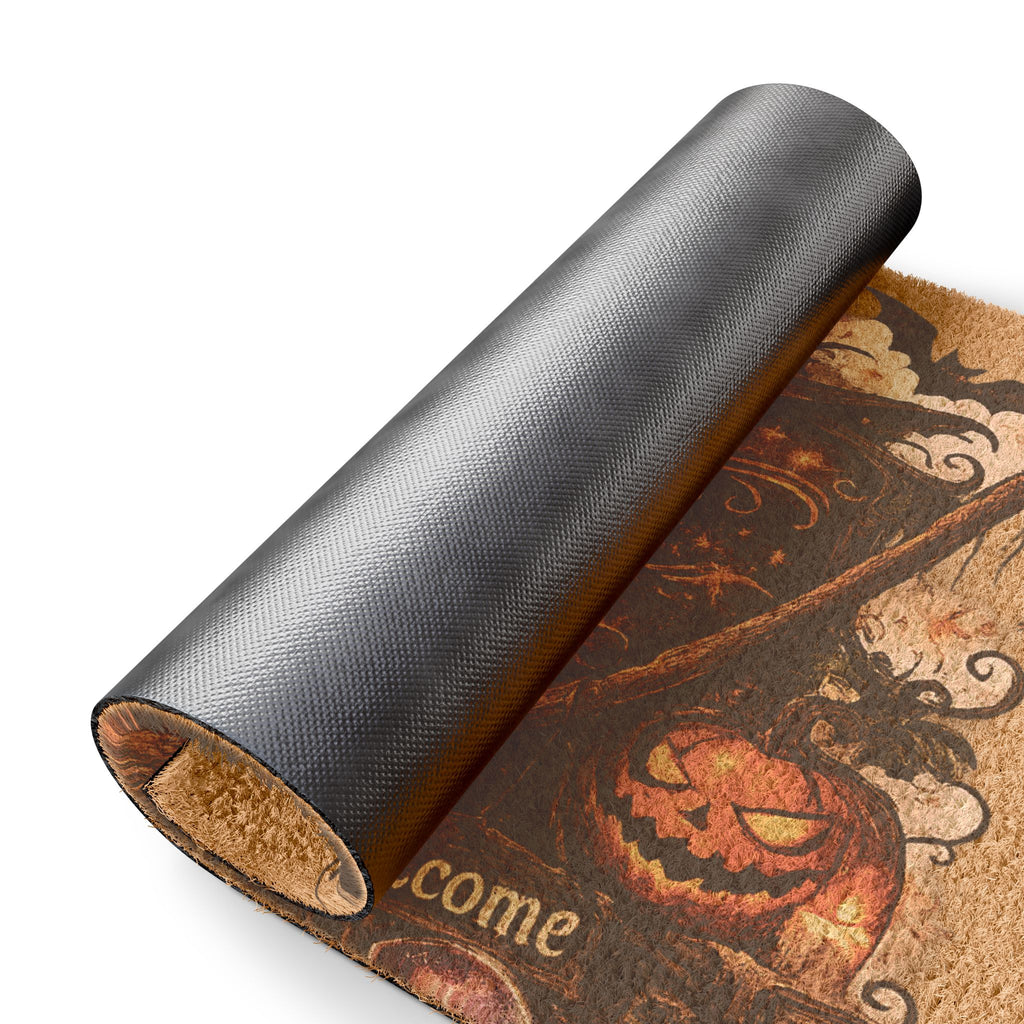 Halloween Witch Doormat — "Park Your Broom… Sit for a Spell" Welcome Mat