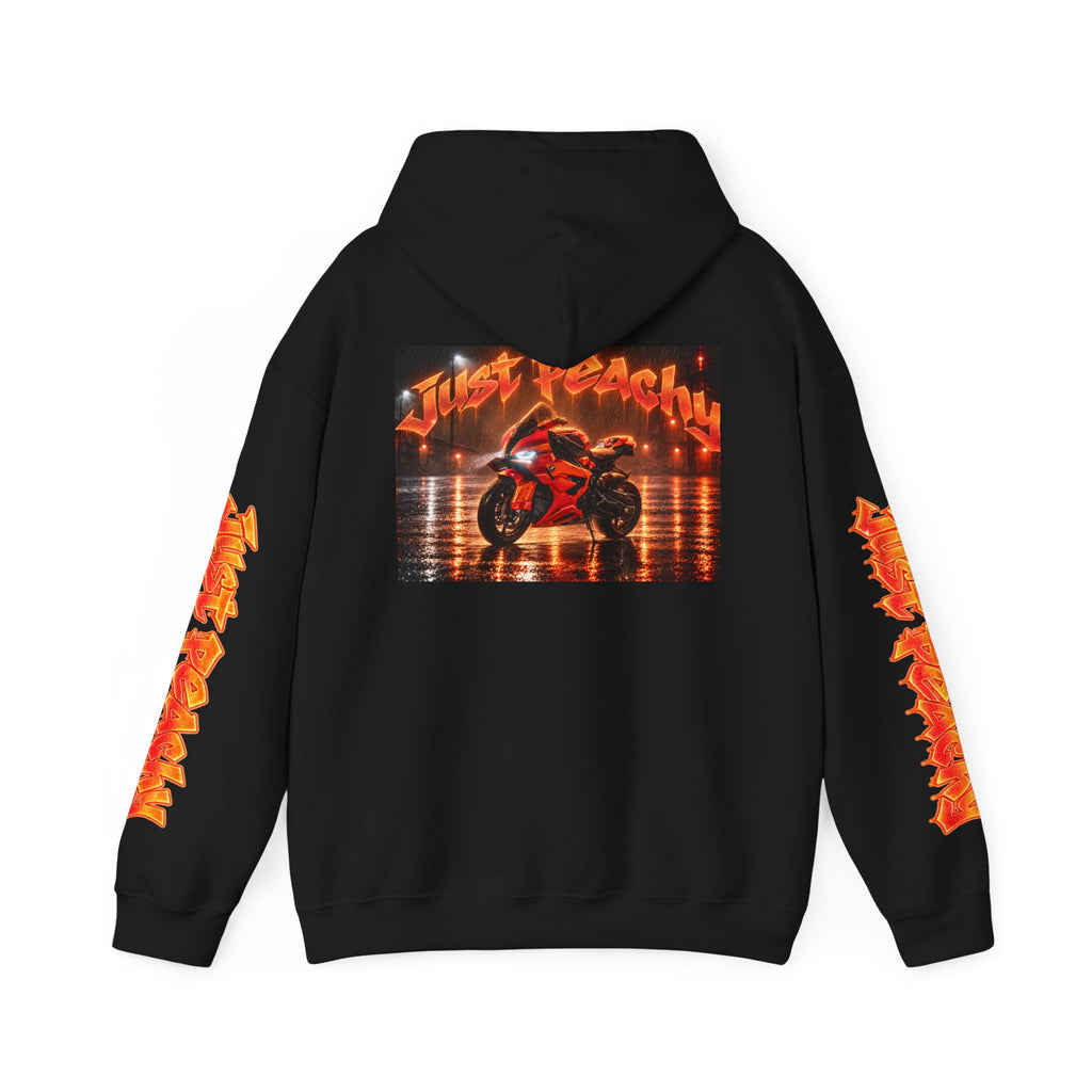 Motorcycle Hoodie — 'Just Reachin'' Neon Bike Graphic Pullover