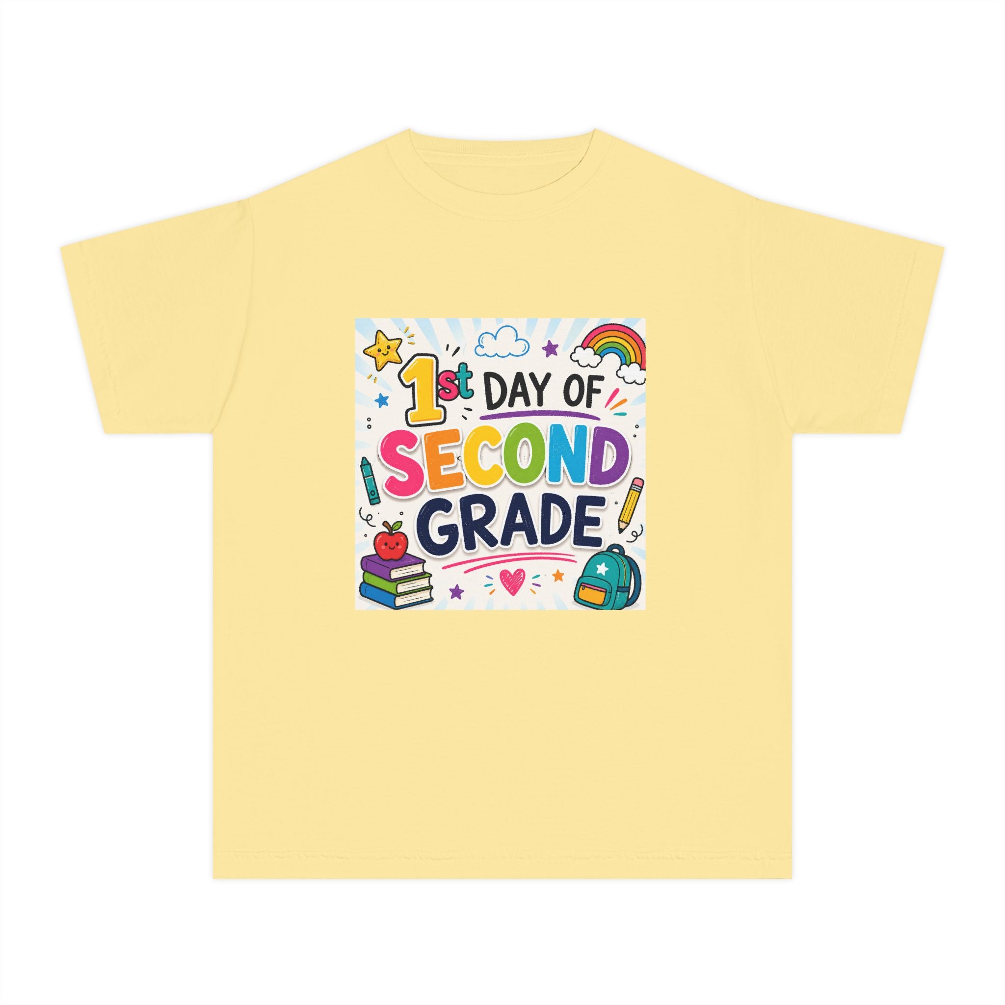 Youth Tee — "1st Day of Second Grade" Colorful Back-to-School Shirt