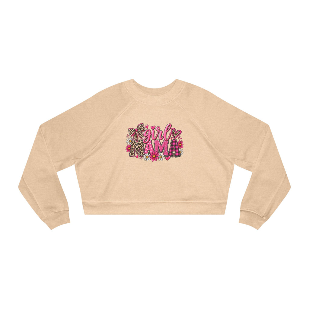 Cropped Pullover - "Girl I Am" Floral Graphic Fleece
