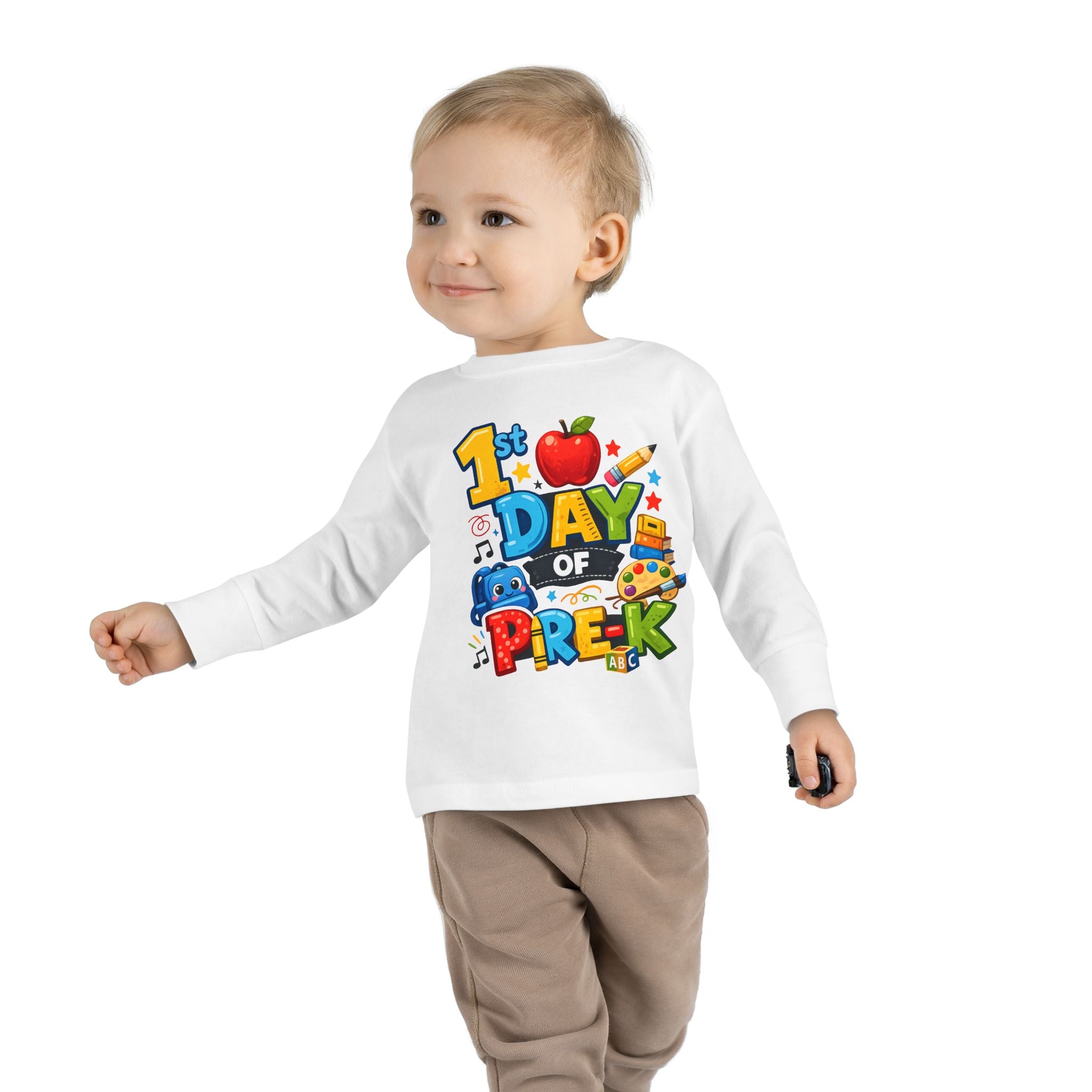 1st Day of Pre-K Toddler Long Sleeve Tee — Colorful Back-to-School Shirt