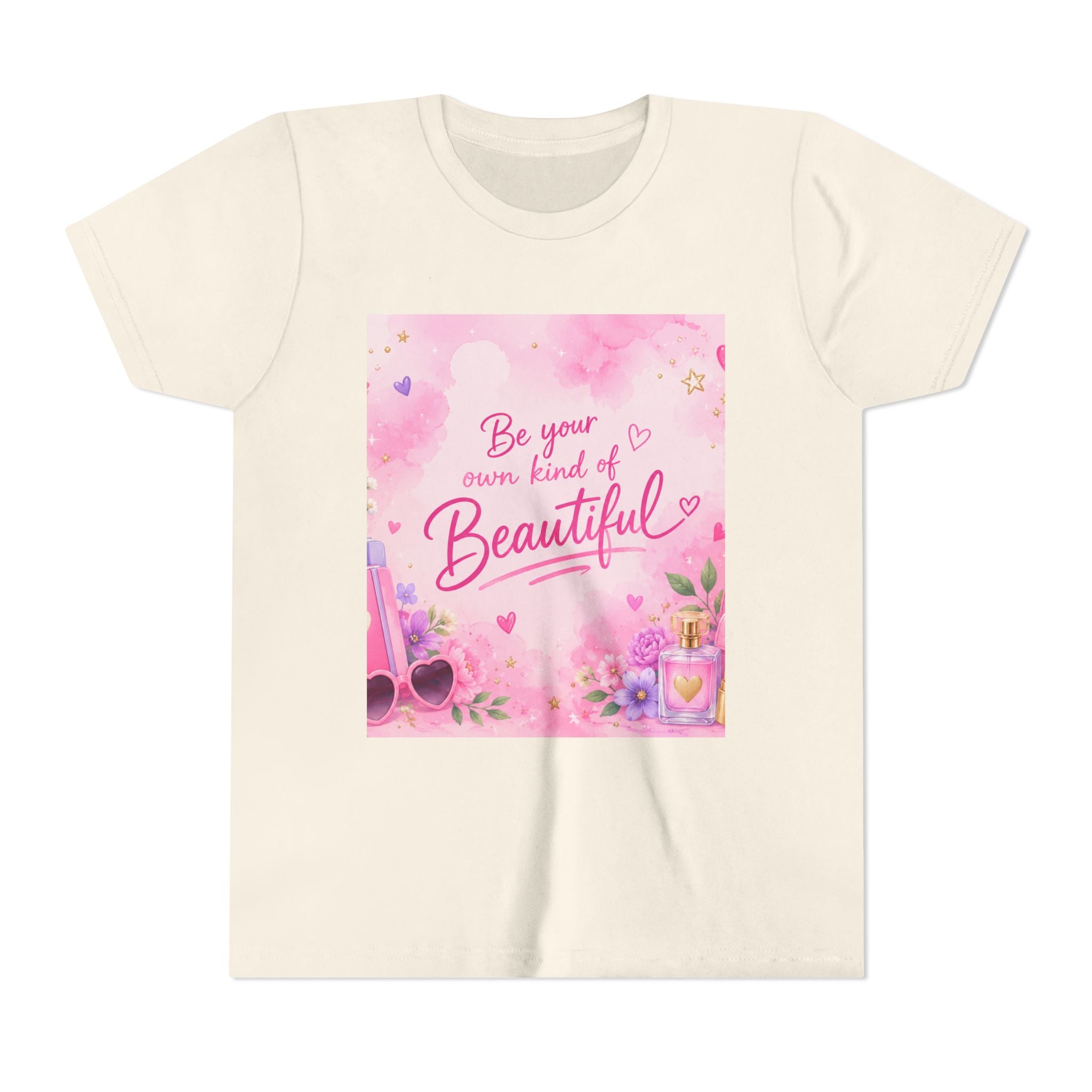 Youth Tee — “Be Your Own Kind of Beautiful” Pink Floral Graphic