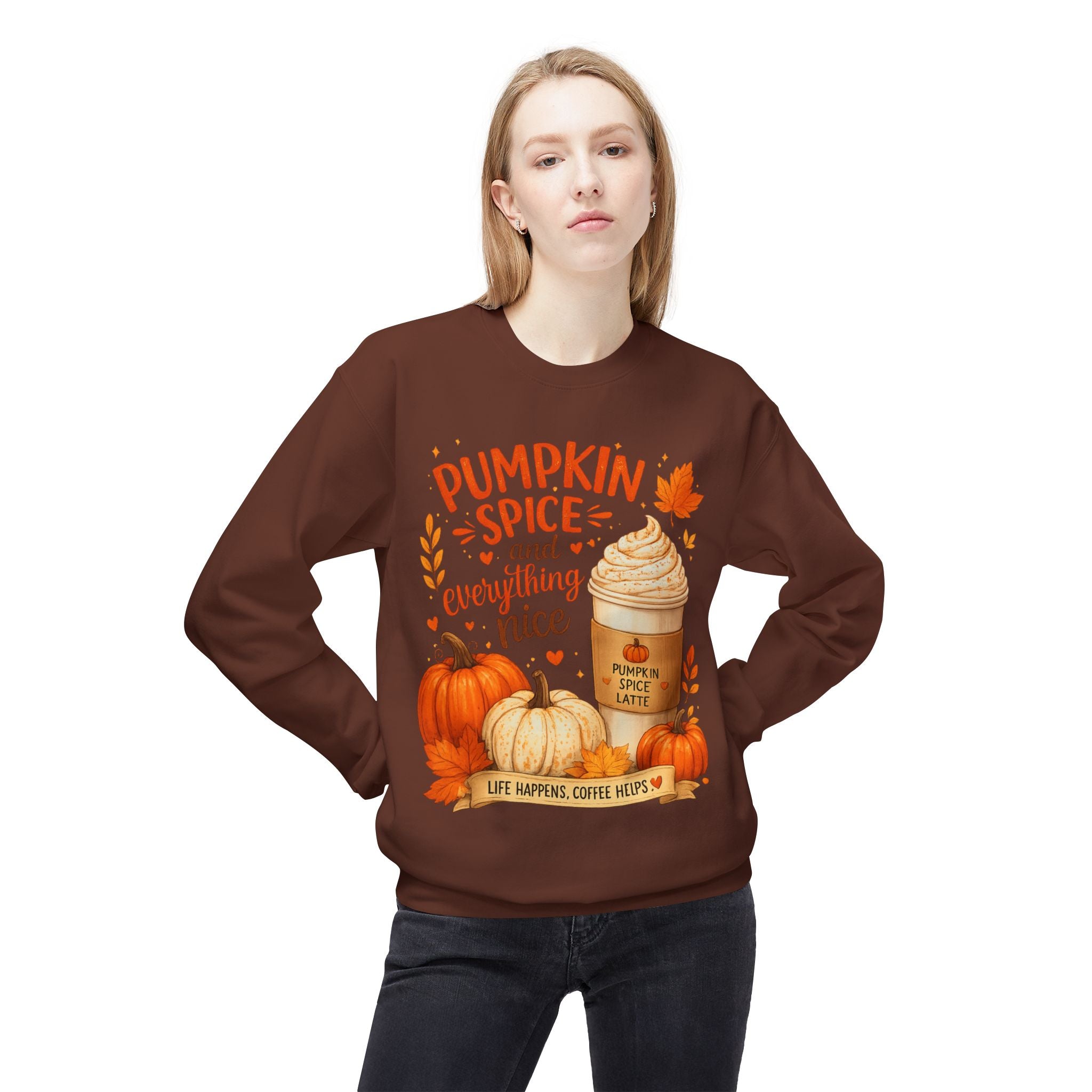 Pumpkin Spice Crewneck Sweatshirt – "Pumpkin Spice and Everything Nice" Fall Coffee Tee