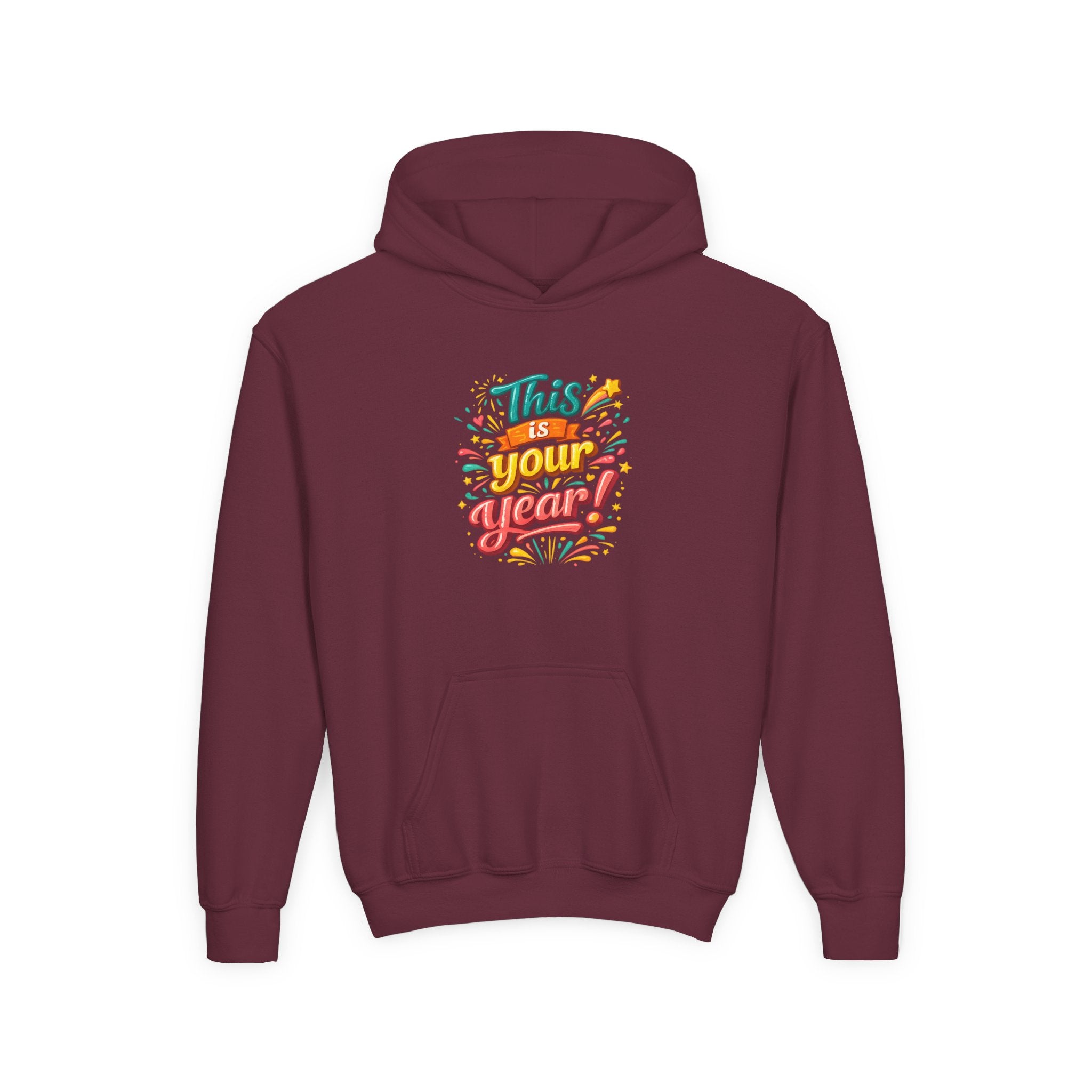 Youth Hoodie - "This Is Your Year" Motivational Graphic Sweatshirt
