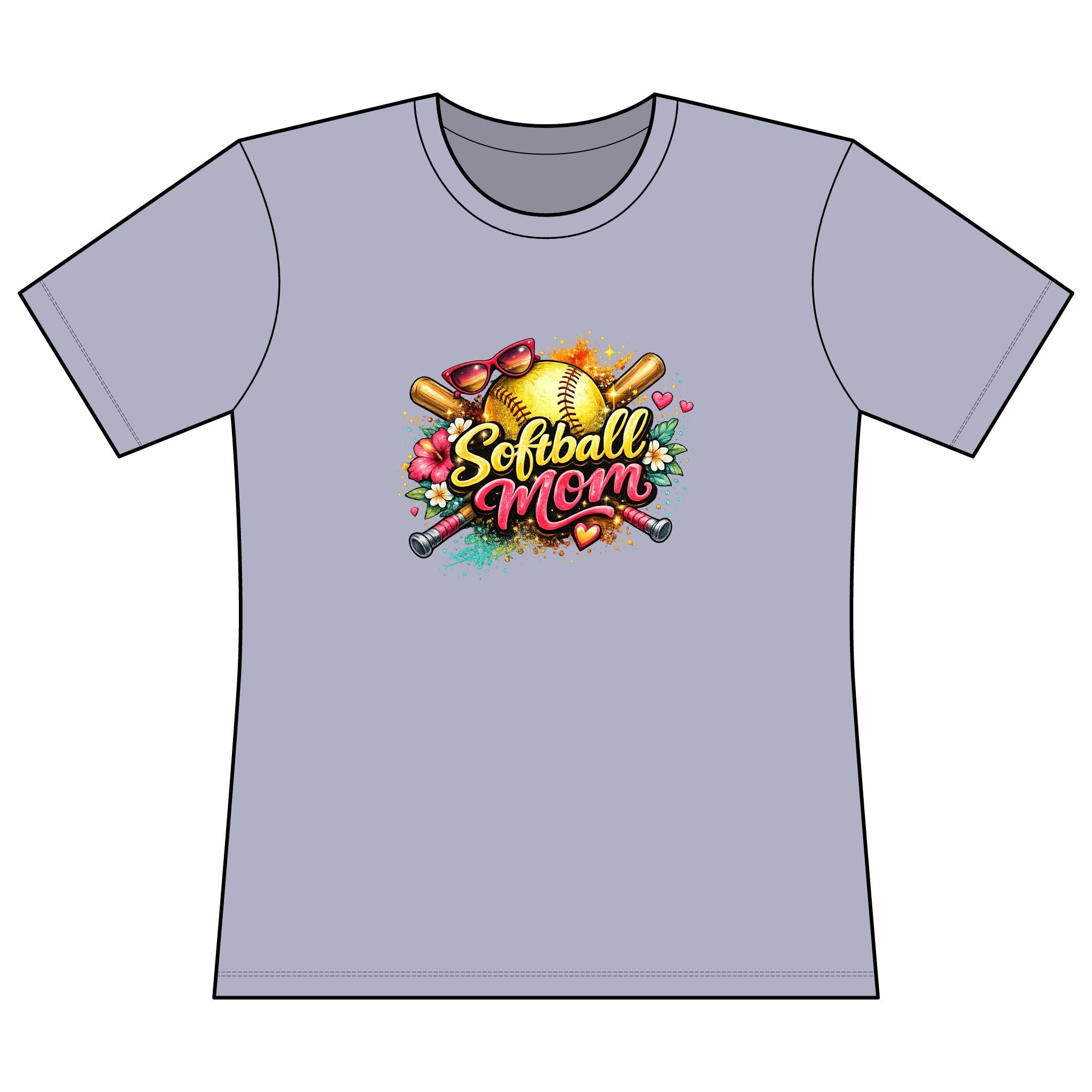 Softball Mom T-Shirt — Floral Graphic Women’s Relaxed Cotton Tee