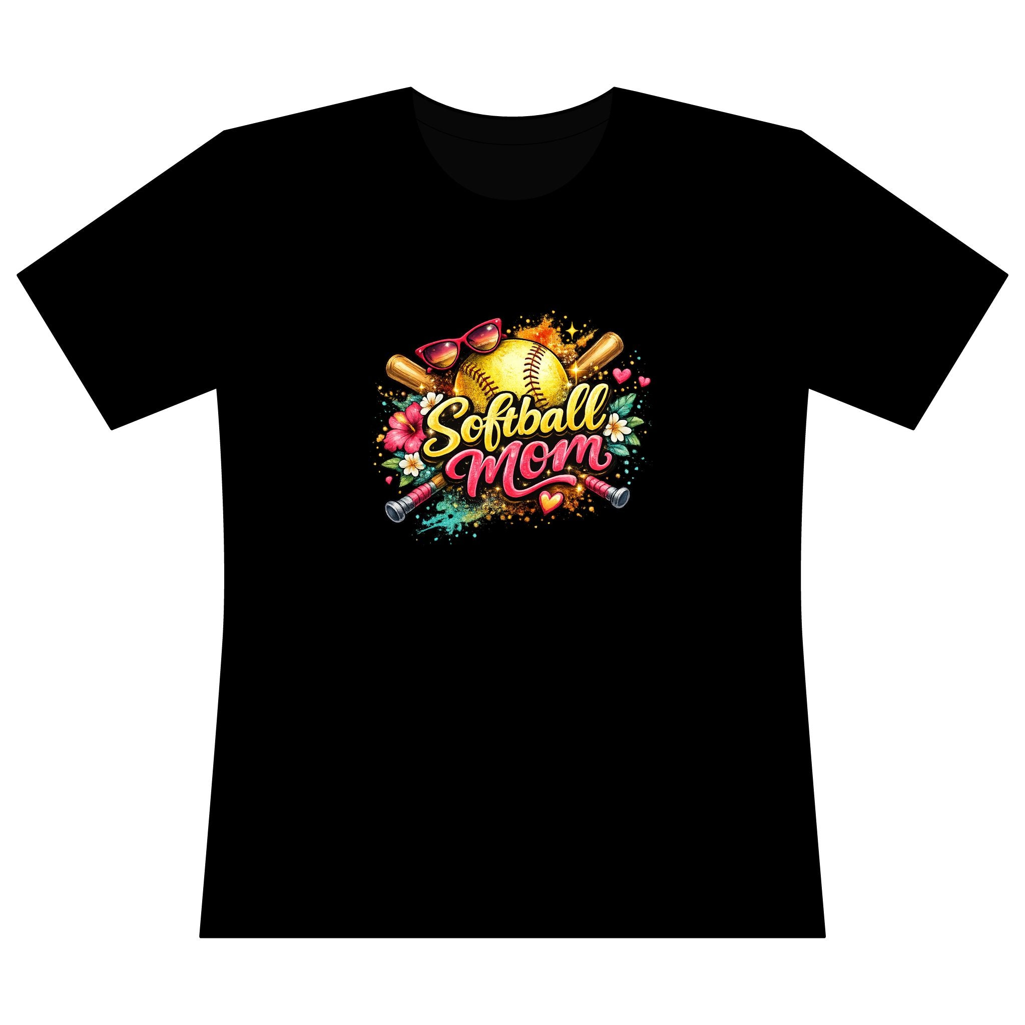Softball Mom T-Shirt — Floral Graphic Women’s Relaxed Cotton Tee