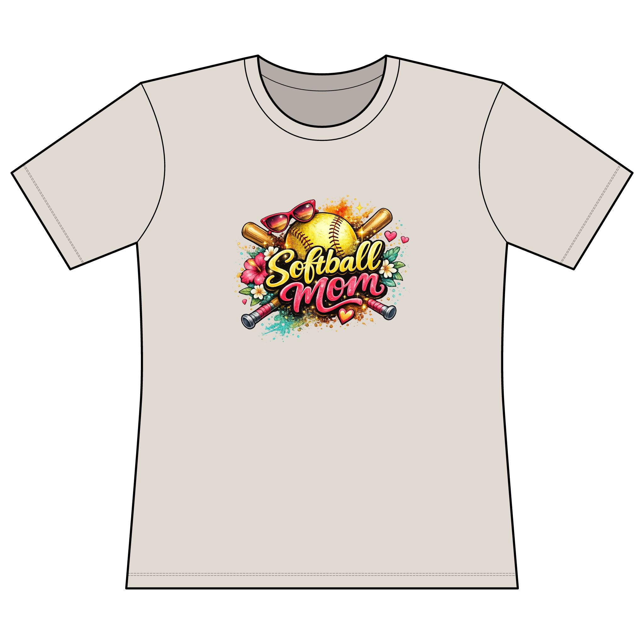 Softball Mom T-Shirt — Floral Graphic Women’s Relaxed Cotton Tee