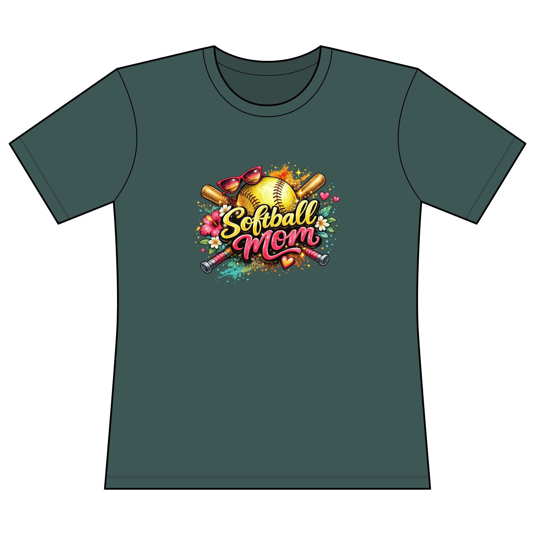 Softball Mom T-Shirt — Floral Graphic Women’s Relaxed Cotton Tee