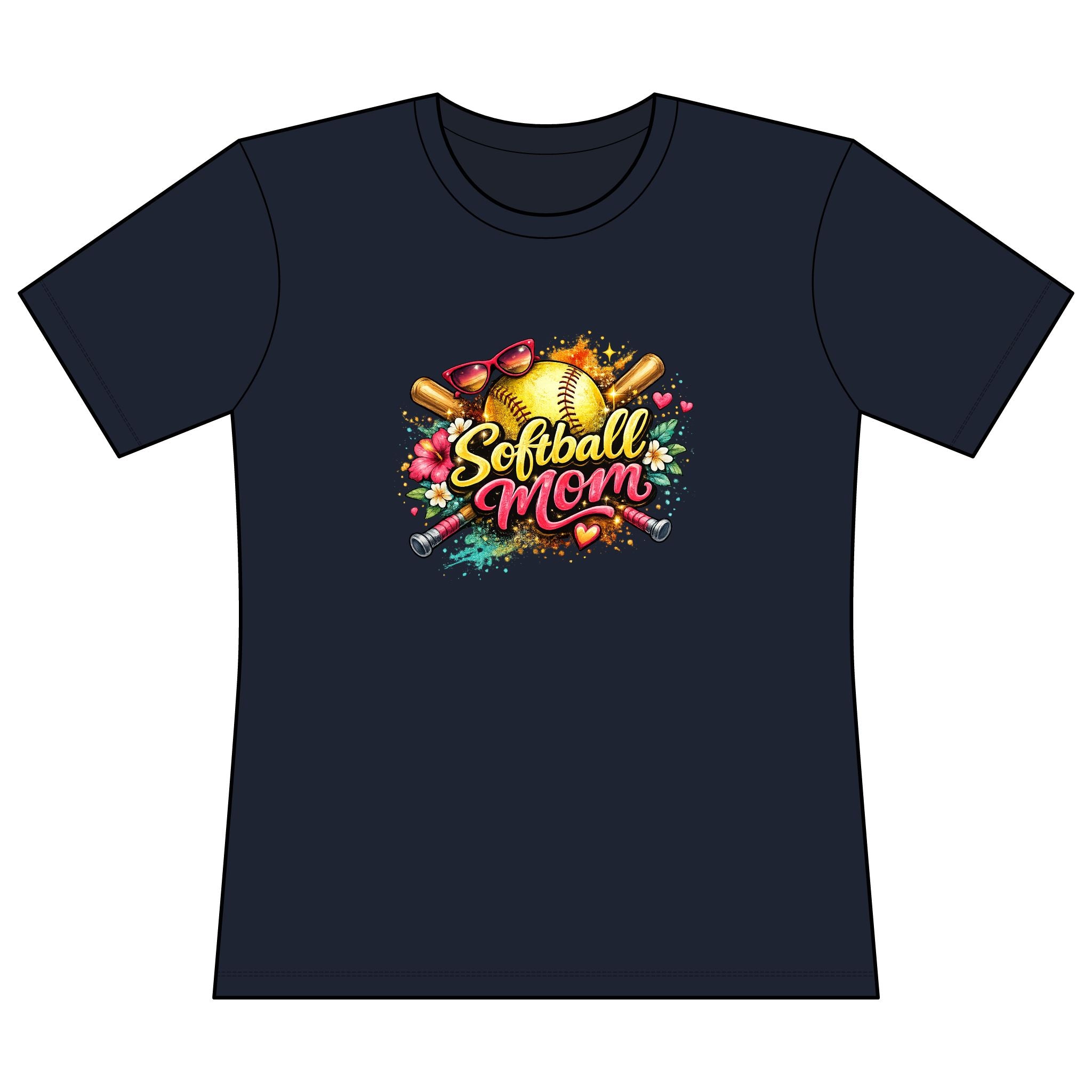 Softball Mom T-Shirt — Floral Graphic Women’s Relaxed Cotton Tee