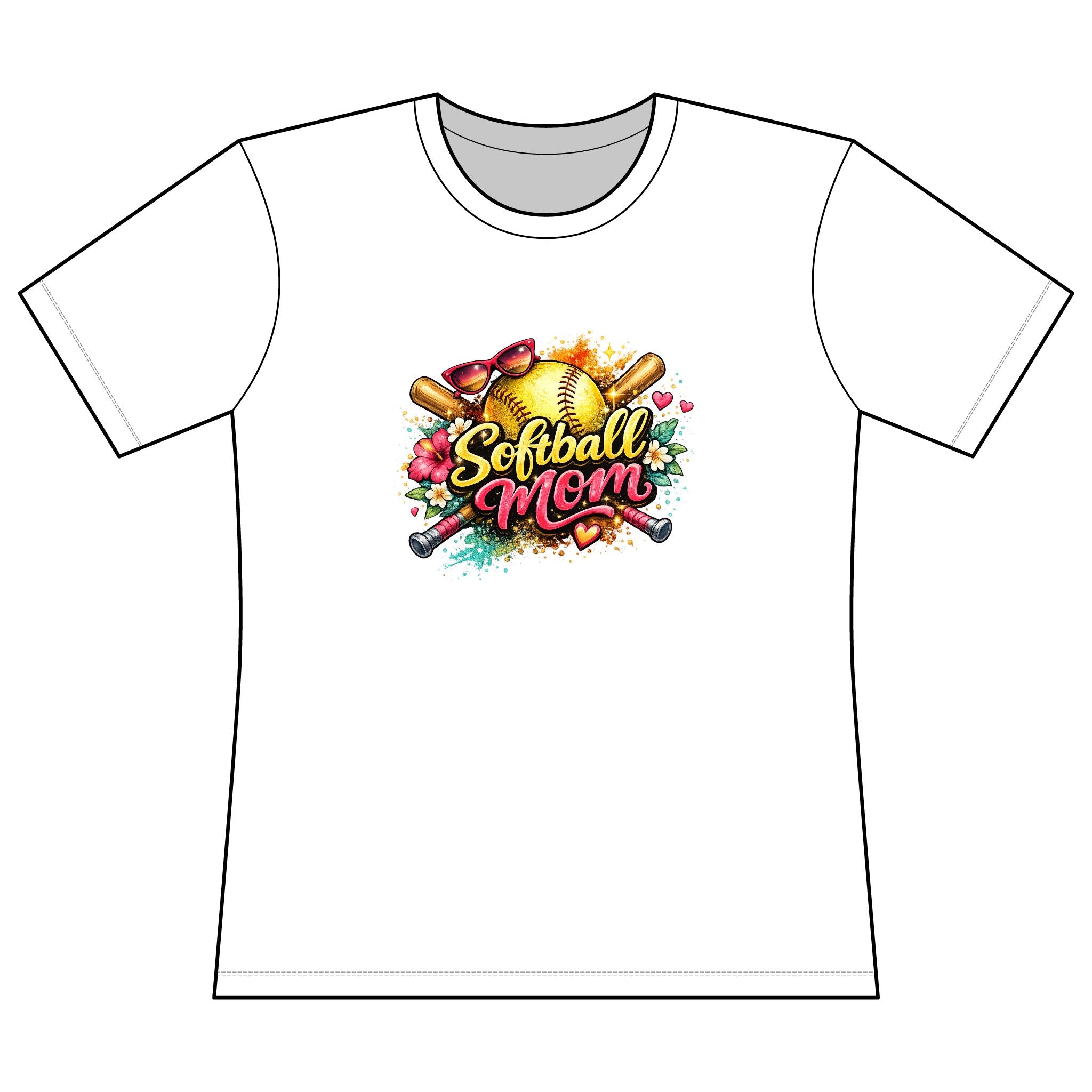 Softball Mom T-Shirt — Floral Graphic Women’s Relaxed Cotton Tee