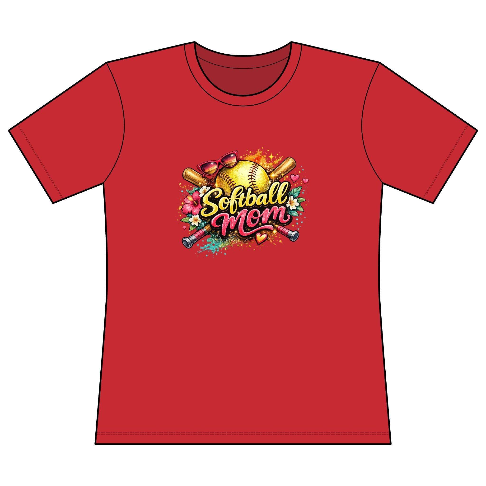Softball Mom T-Shirt — Floral Graphic Women’s Relaxed Cotton Tee