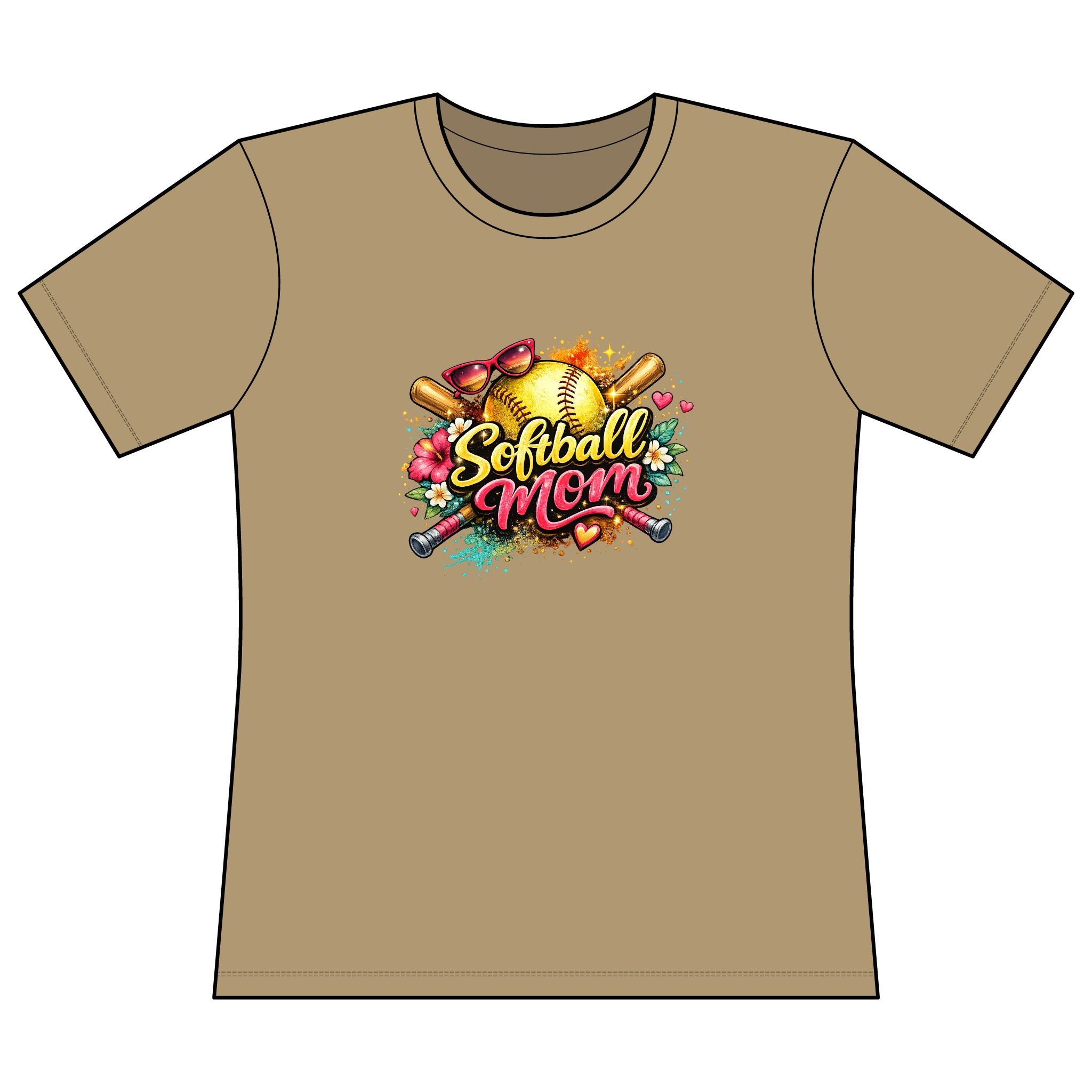 Softball Mom T-Shirt — Floral Graphic Women’s Relaxed Cotton Tee