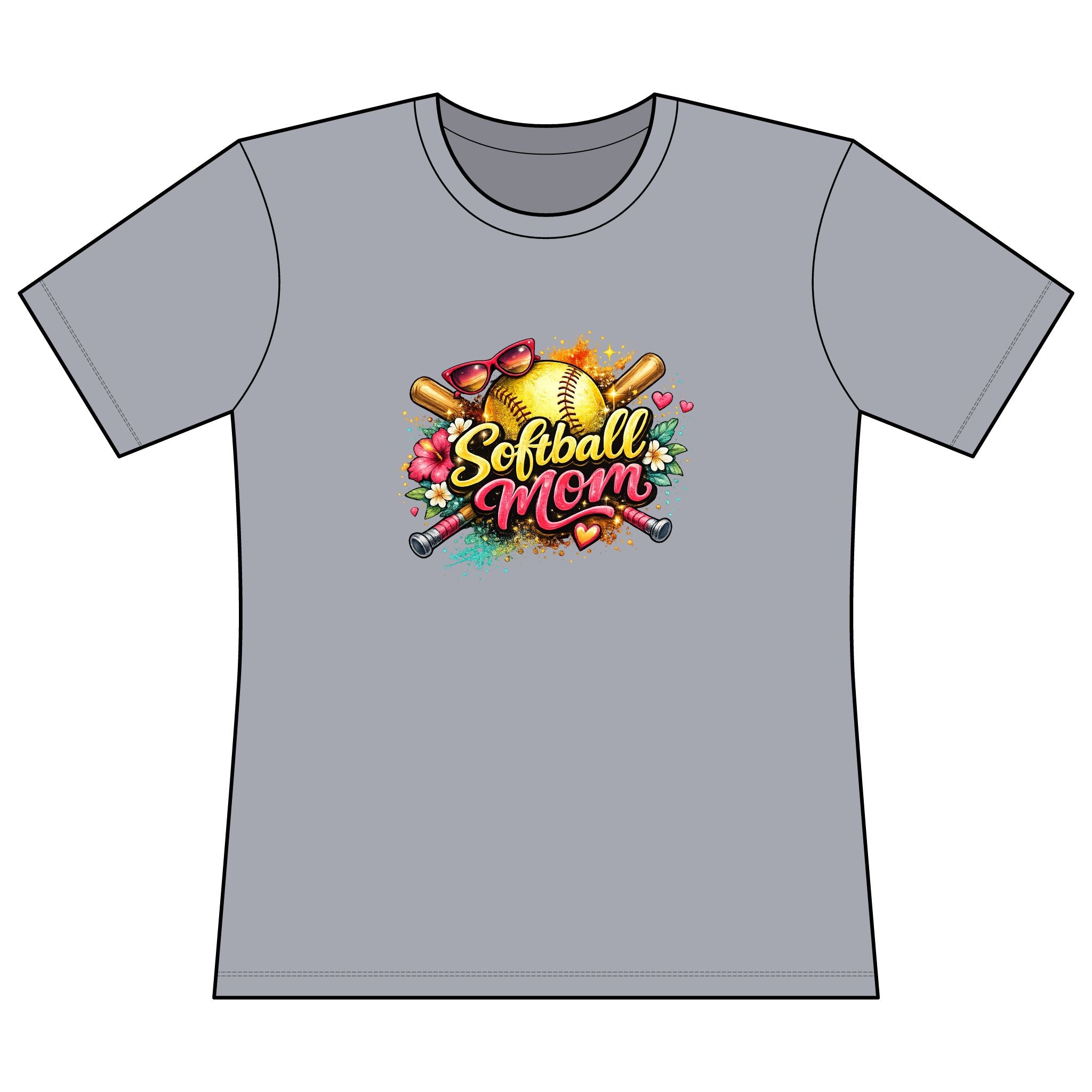 Softball Mom T-Shirt — Floral Graphic Women’s Relaxed Cotton Tee