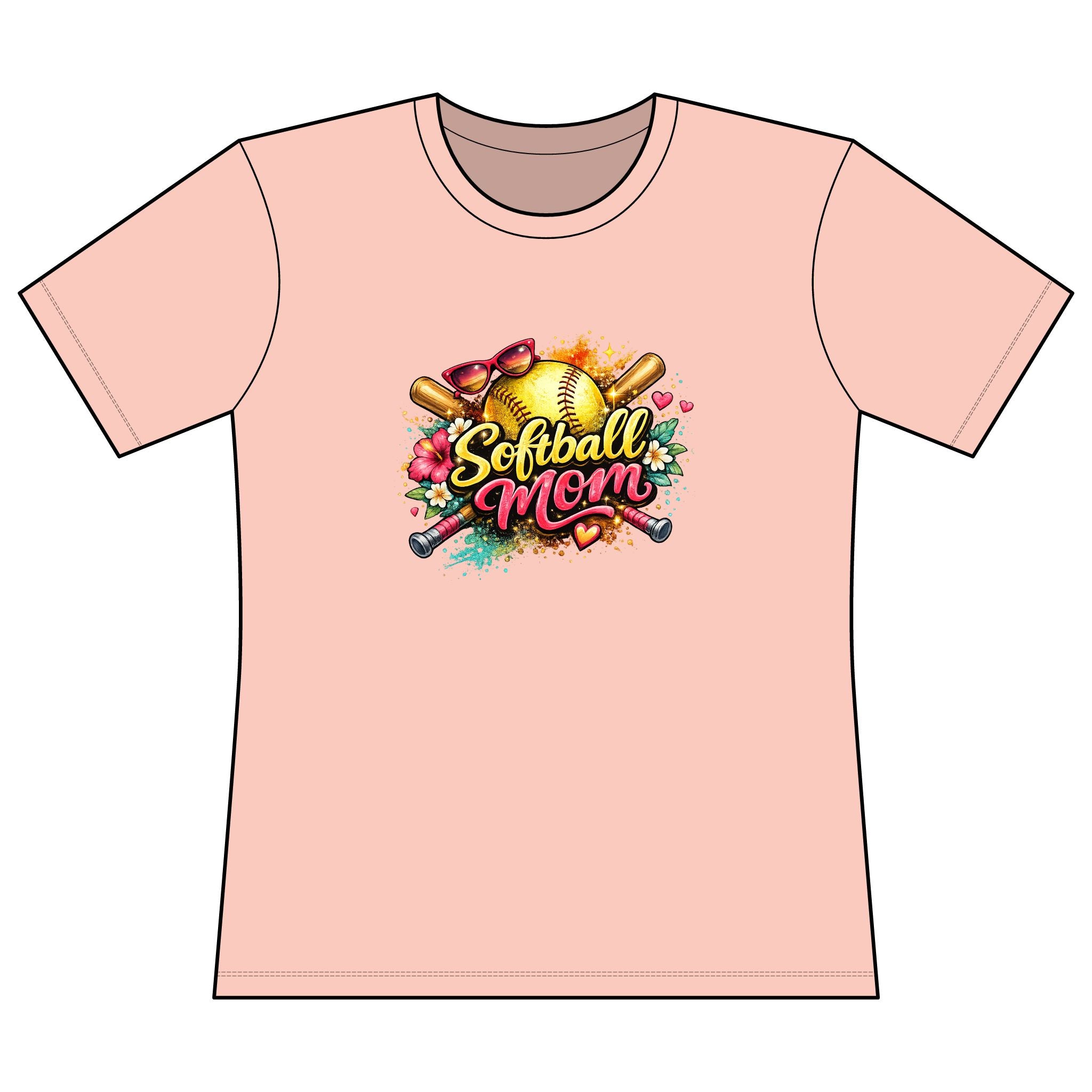 Softball Mom T-Shirt — Floral Graphic Women’s Relaxed Cotton Tee