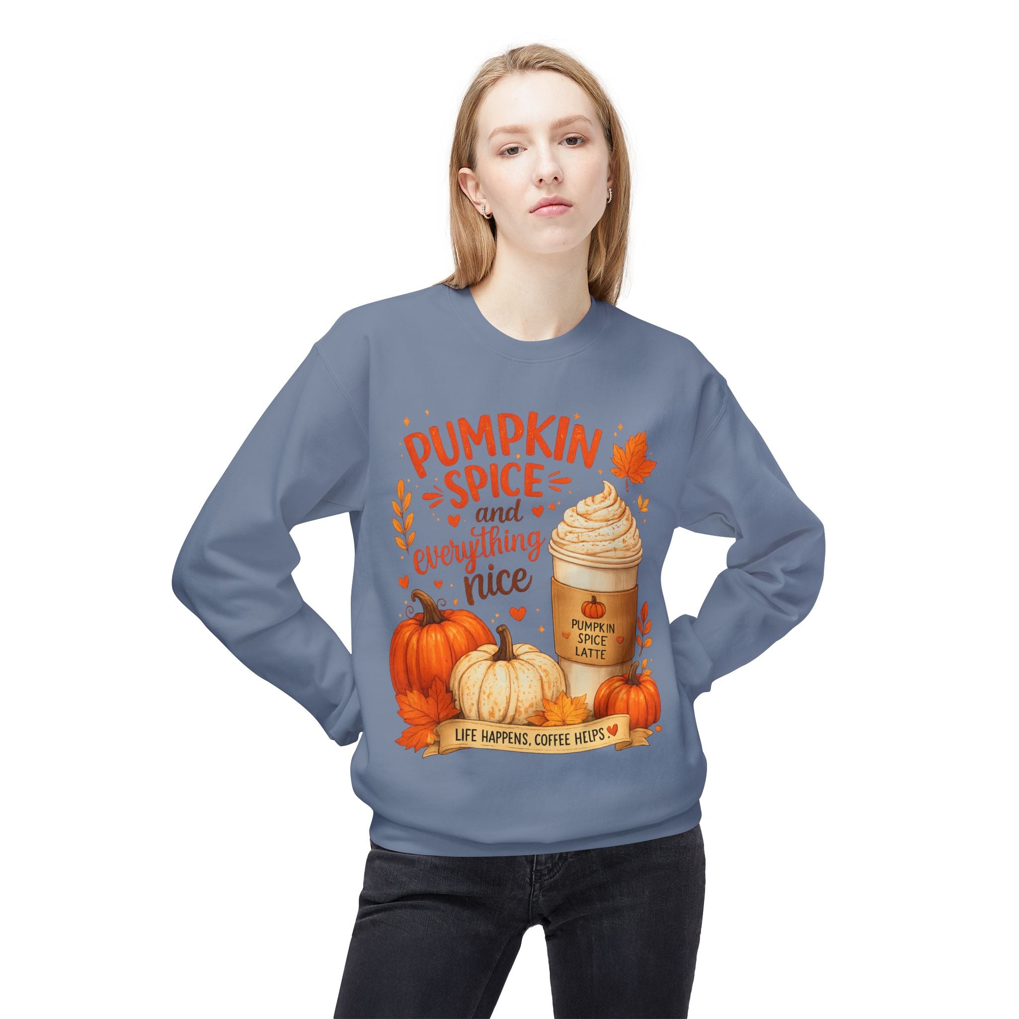 Pumpkin Spice Crewneck Sweatshirt – "Pumpkin Spice and Everything Nice" Fall Coffee Tee