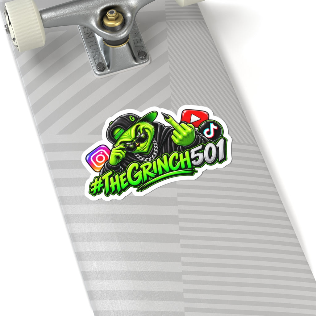 TheGrinch501 Neon Streetwear Sticker — #TheGrinch501 Social Media Logo Kiss-Cut Sticker