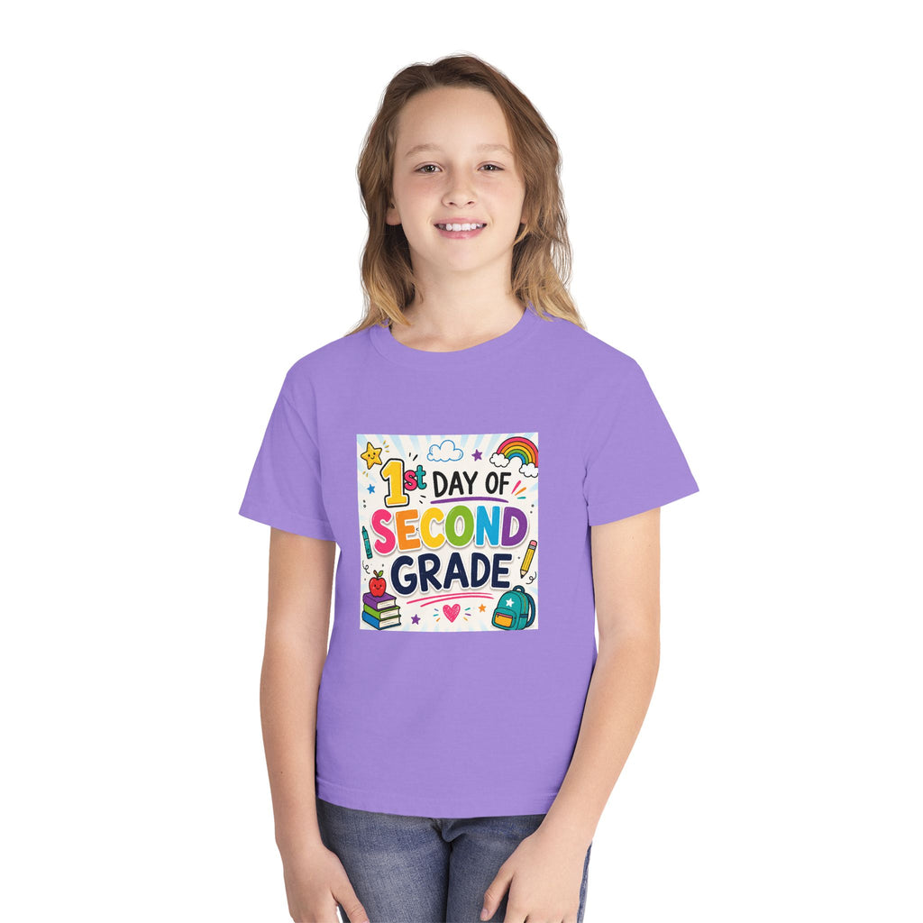 Youth Tee — "1st Day of Second Grade" Colorful Back-to-School Shirt