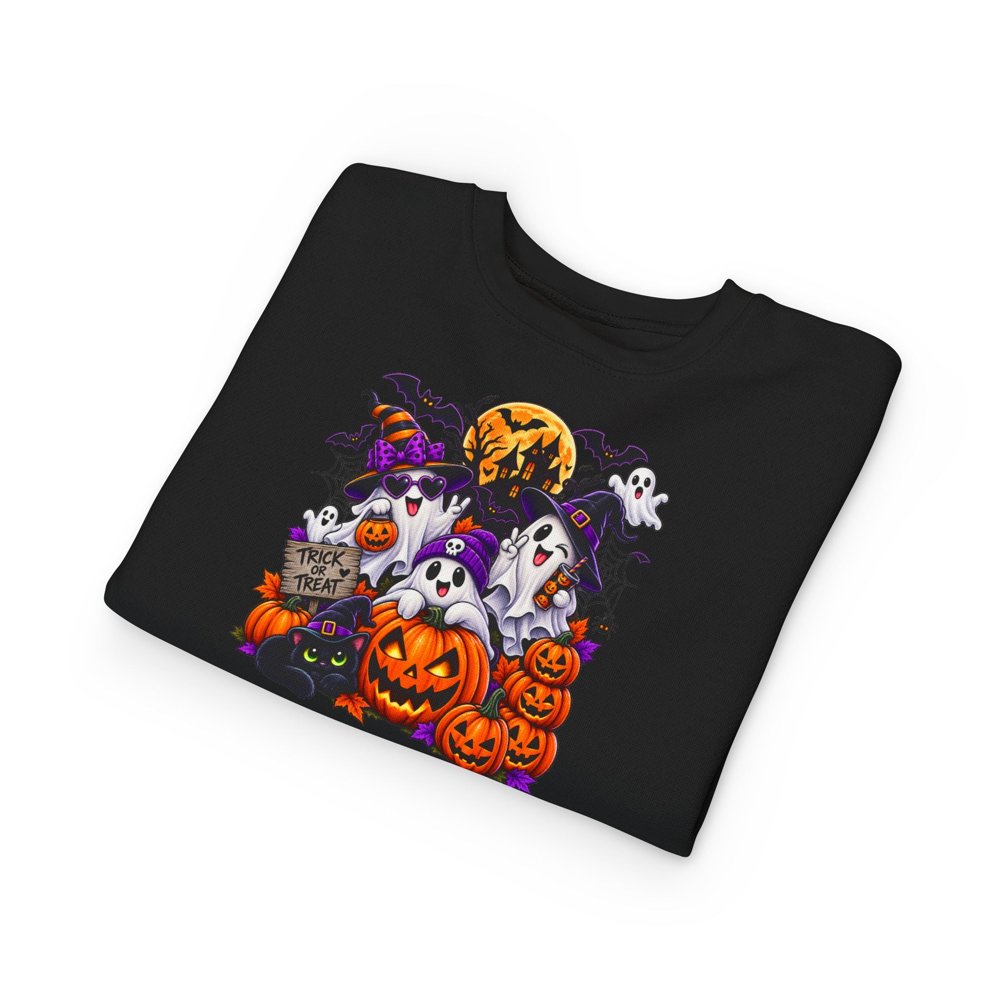 Toddler Sweatshirt — Cute Halloween Ghosts & Jack-O’-Lanterns Design