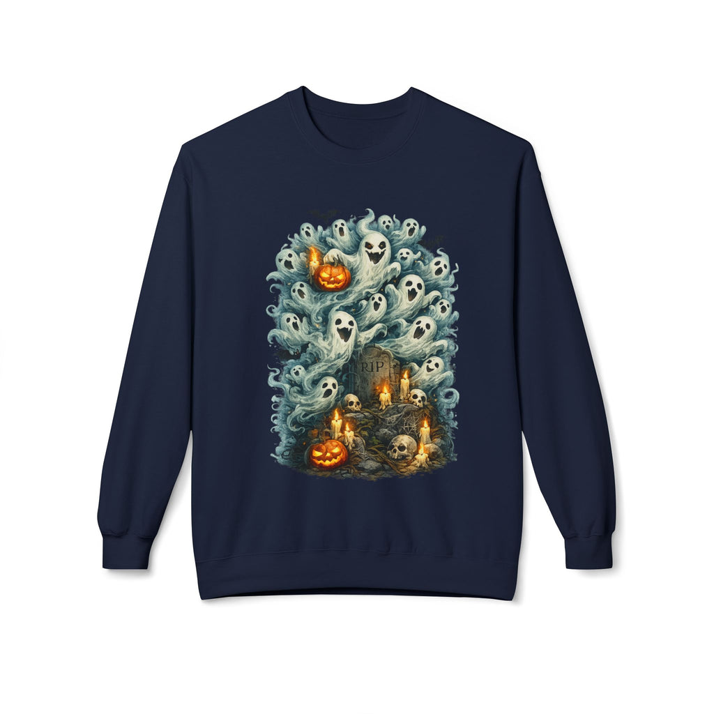 Halloween Ghost Crewneck Sweatshirt — Cute Haunted Pumpkin & Spirits Graphic