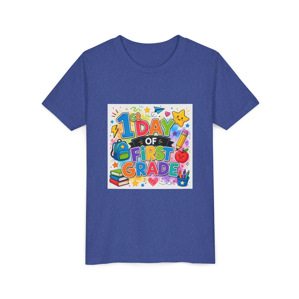 1st Day of First Grade Youth Tee — Colorful Back-to-School Kids Shirt