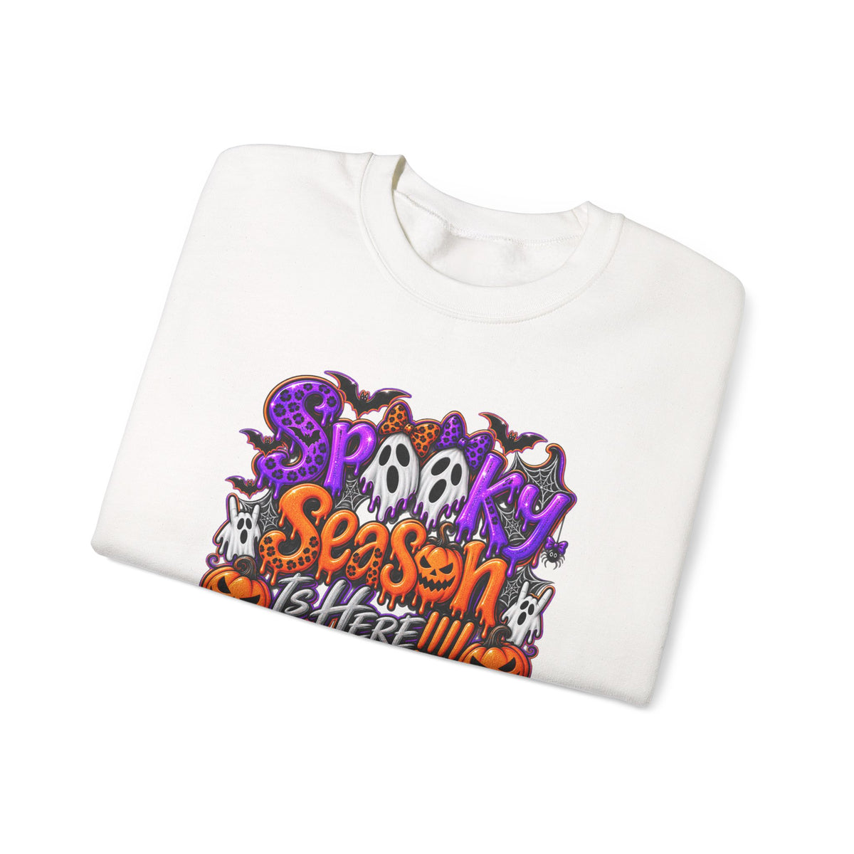Spooky Season Crewneck Sweatshirt — Halloween Graphic "Spooky Season Is Here"