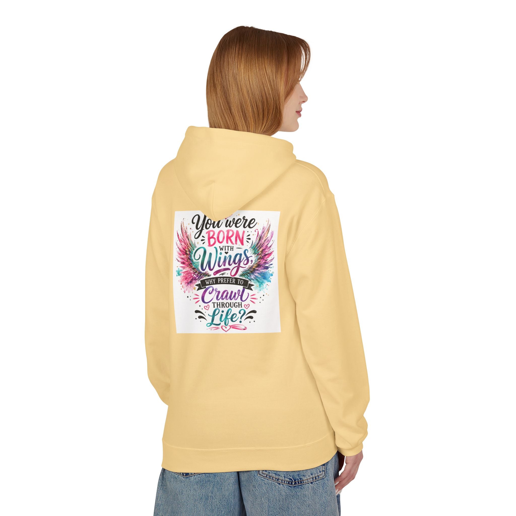 Wings Hoodie — "You Were Born With Wings" Inspirational Pullover