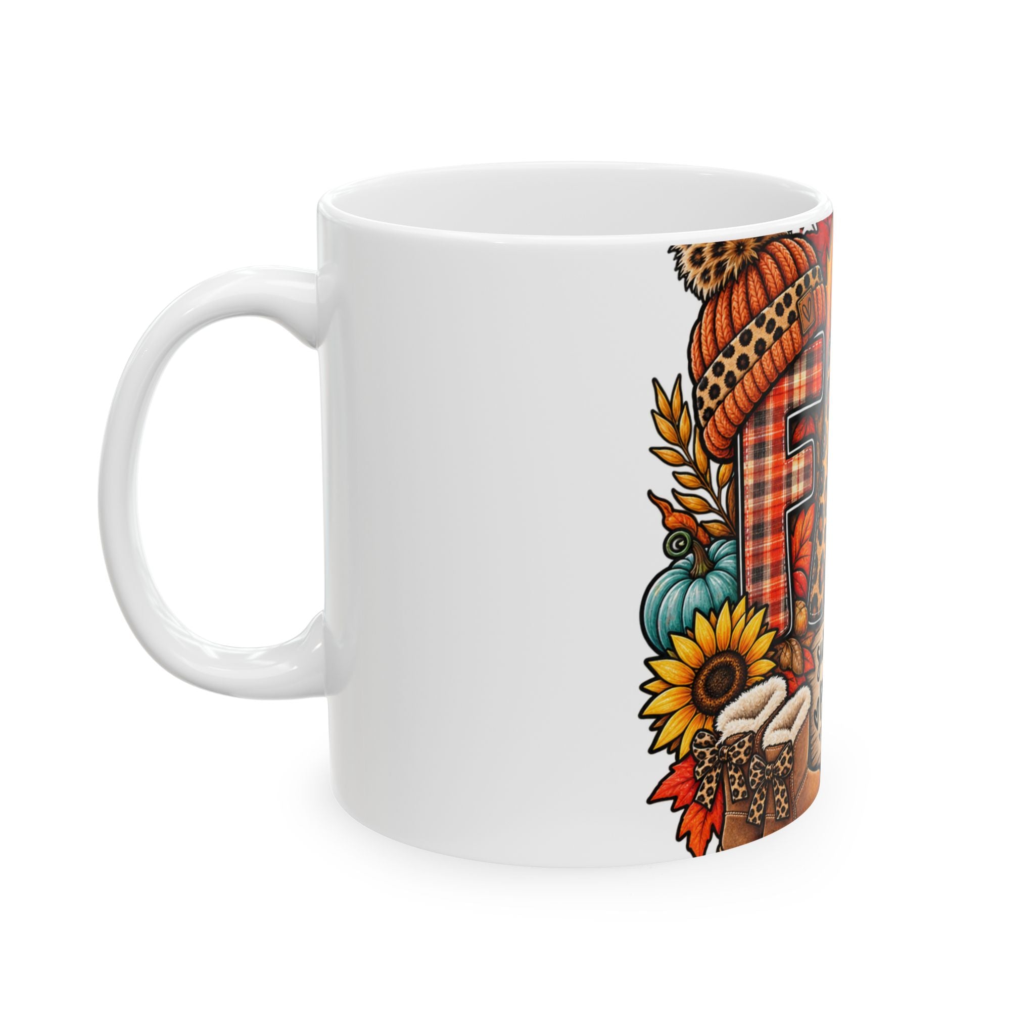 Fall Cozy Ceramic Mug – “Sweater Weather, Pumpkin Spice & Cozy Vibes” Autumn Coffee Cup (11oz/15oz)