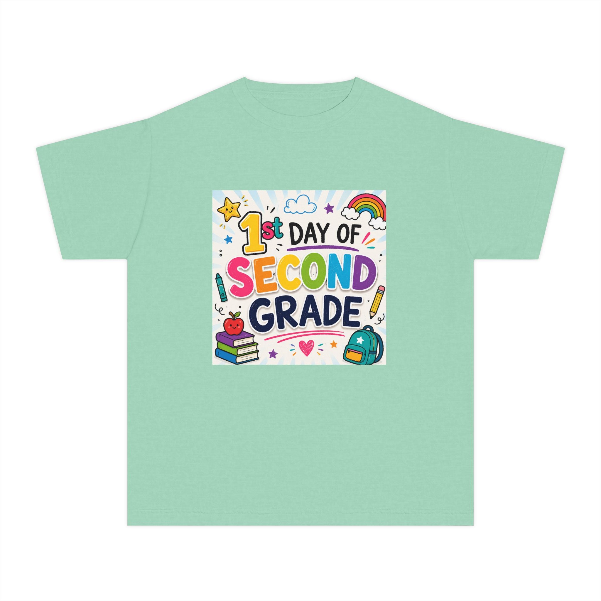 Youth Tee — "1st Day of Second Grade" Colorful Back-to-School Shirt
